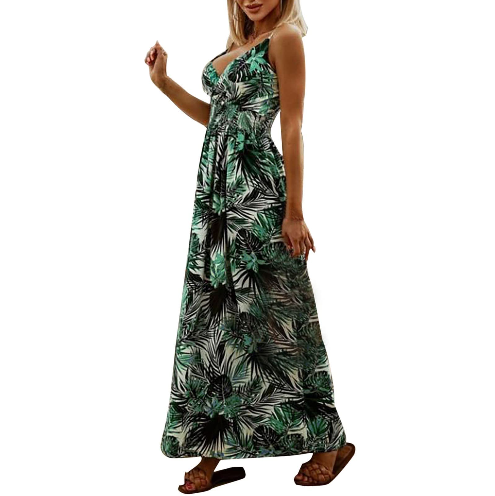 Women's Floral Spaghetti Strap Sleeveless V-Neck Summer Sundress - Casual Swing Short Dress in Black | Perfect for Beach Vacations, Pool Parties & Summer Outings