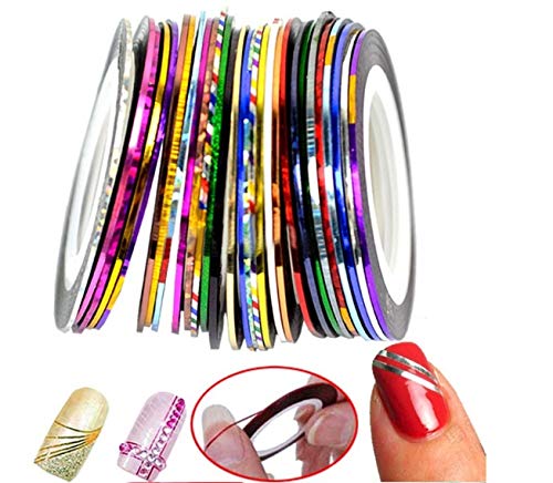 Kwish Multicolor Nail Art Stripping Tape - 2 Pack DIY French Manicure & Pedicure Decoration Stickers for Salon, Home Nail Design - Perfect for Parties, Weddings & Special Occasions