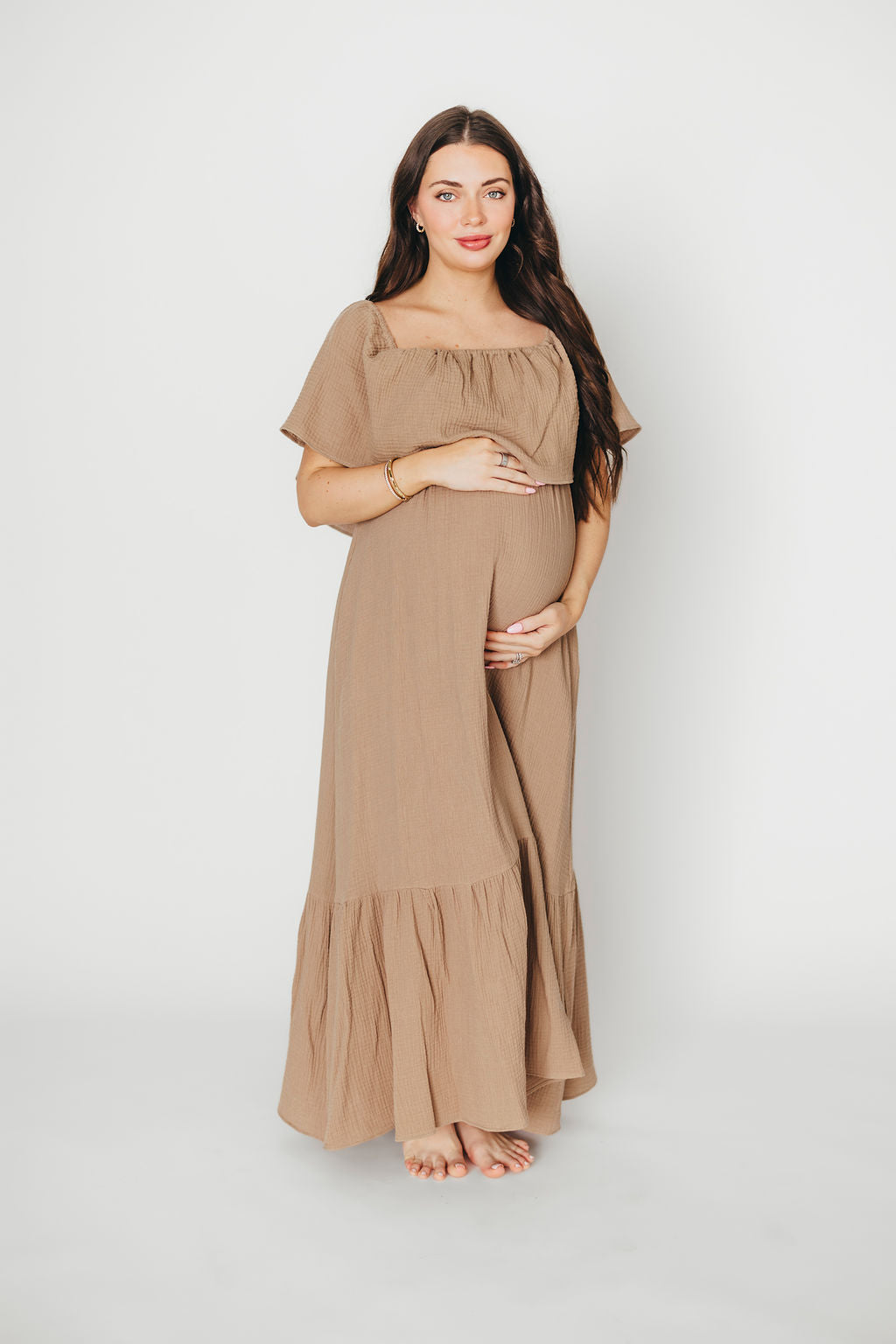 Josie 100% Cotton Maxi Dress in Dry Thyme - Bump & Nursing Friendly Maternity Dress for Pregnancy & Breastfeeding | Perfect for Casual Outings, Beach Vacations & Summer Wear