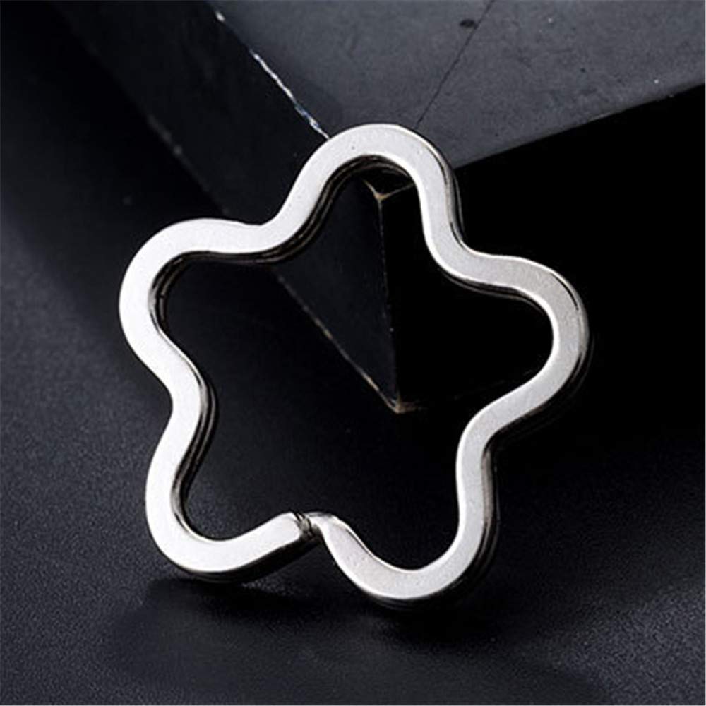 20pcs Silver Flower Key Rings 35mm - Heavy Duty Keychains for DIY Jewelry & Crafts
