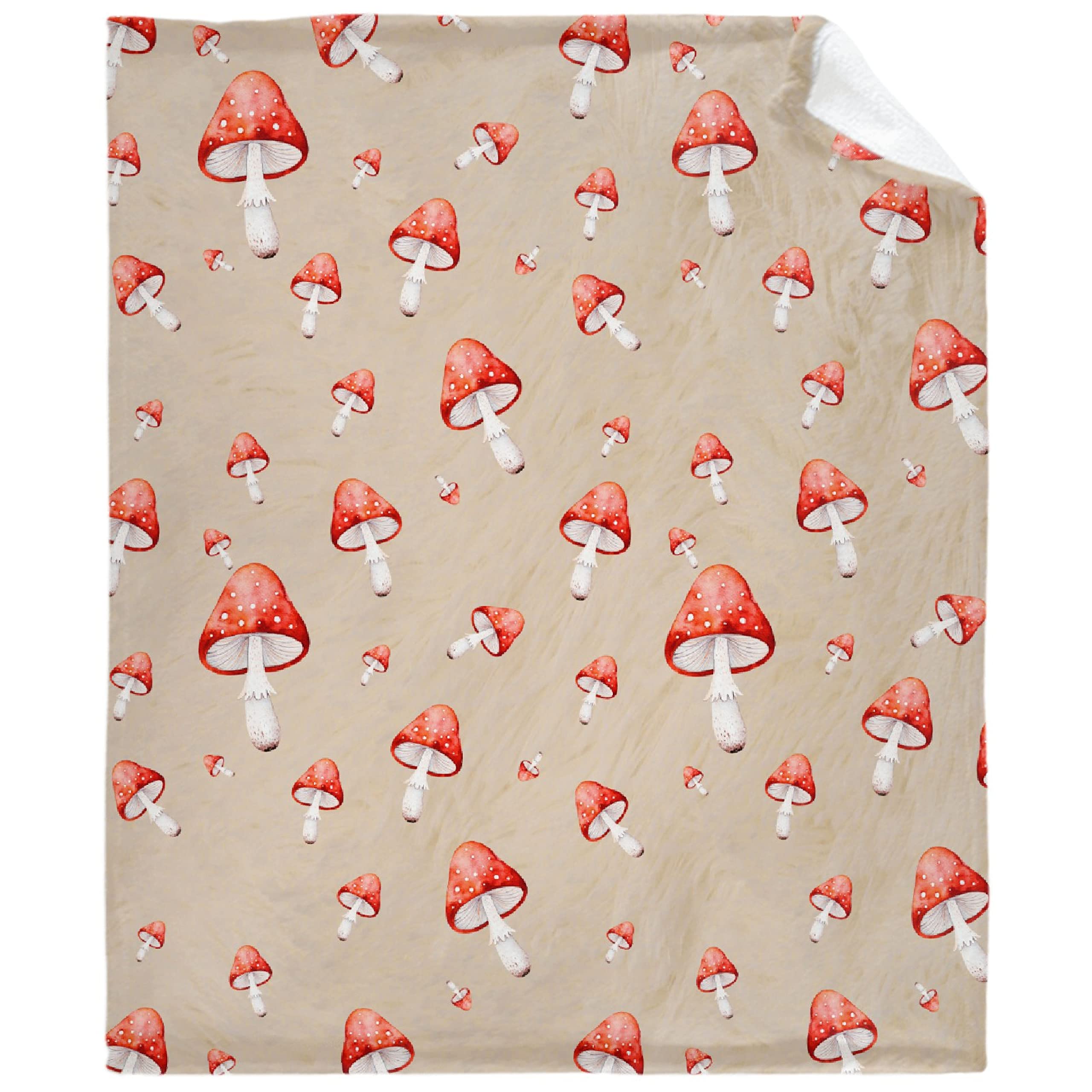 Soft & Cozy Multi-Style Mushroom Print Fleece Blanket Throw - Lightweight Plush Fuzzy Blanket for Sofa, Couch, Bed (40x50 Inches) - Perfect for Kids, Adults, Home Decor, Gifts & Winter Snuggling