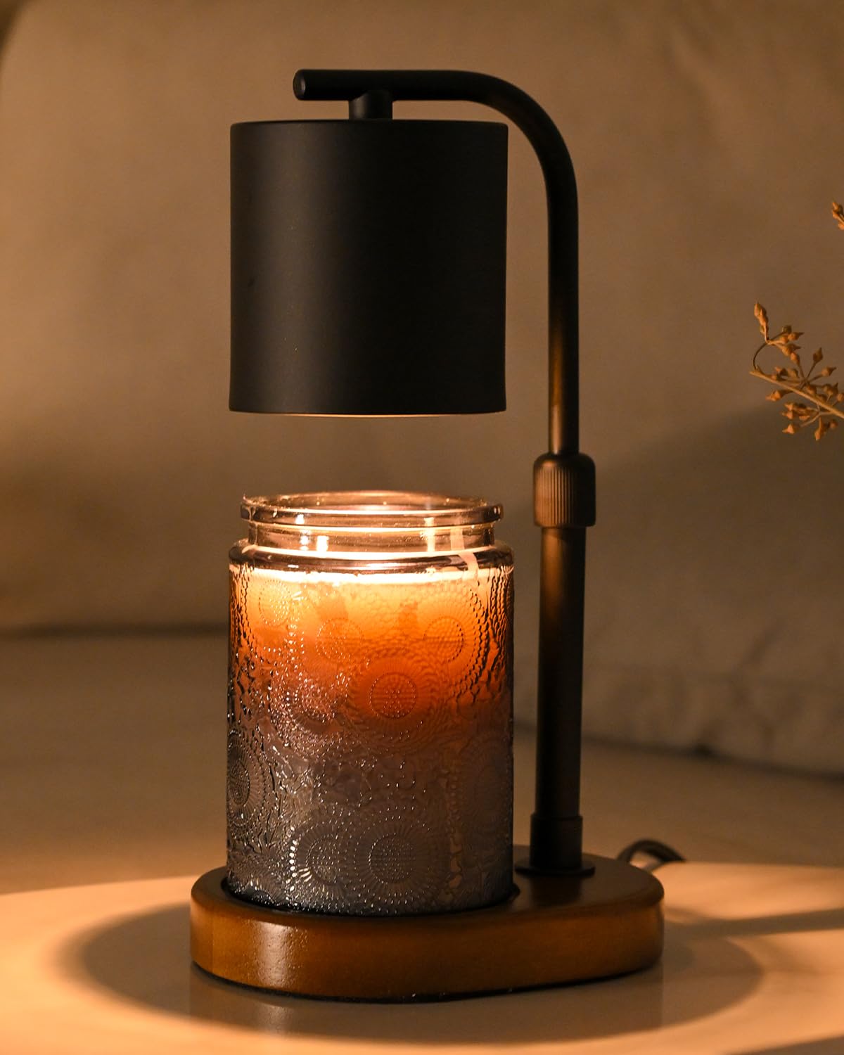 Adjustable Black Candle Warmer Lamp with Timer - Perfect Birthday Gift for Women, Housewarming Present for New Home - Ideal for Jar Candles (Includes 2 Bulbs) - Create Cozy Ambiance for Relaxation, Romantic Dinners & Spa Nights