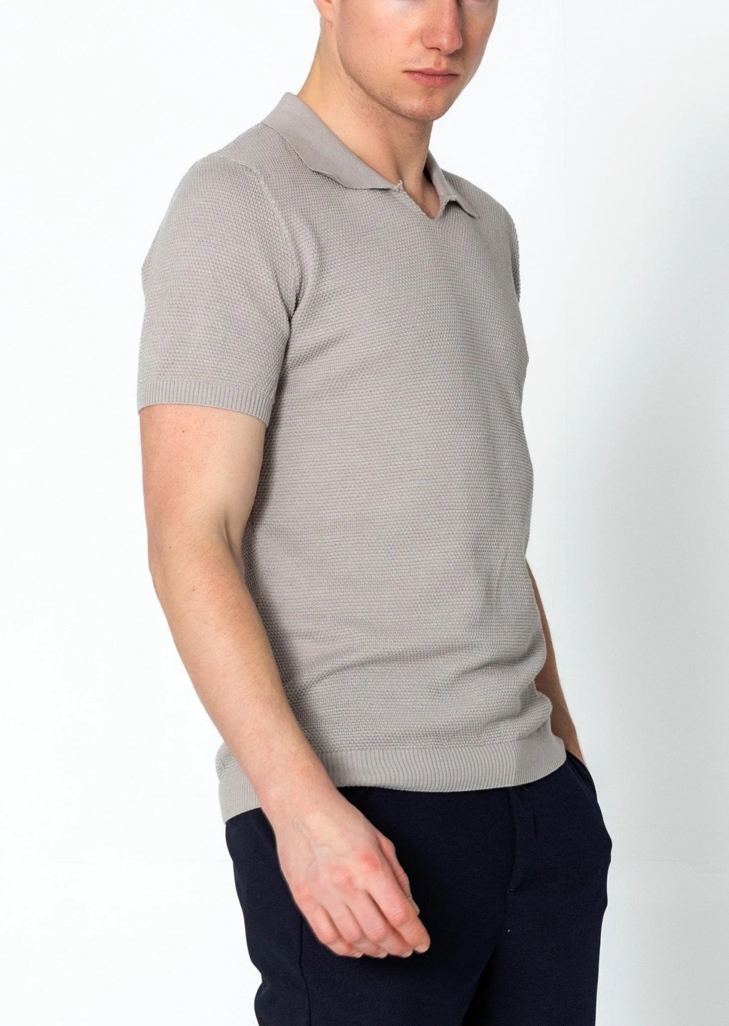 RNT23 Jersey Knit Polo Shirt for Men - Soft Breathable Grey Casual Top - Perfect for Golf, Office & Everyday Wear