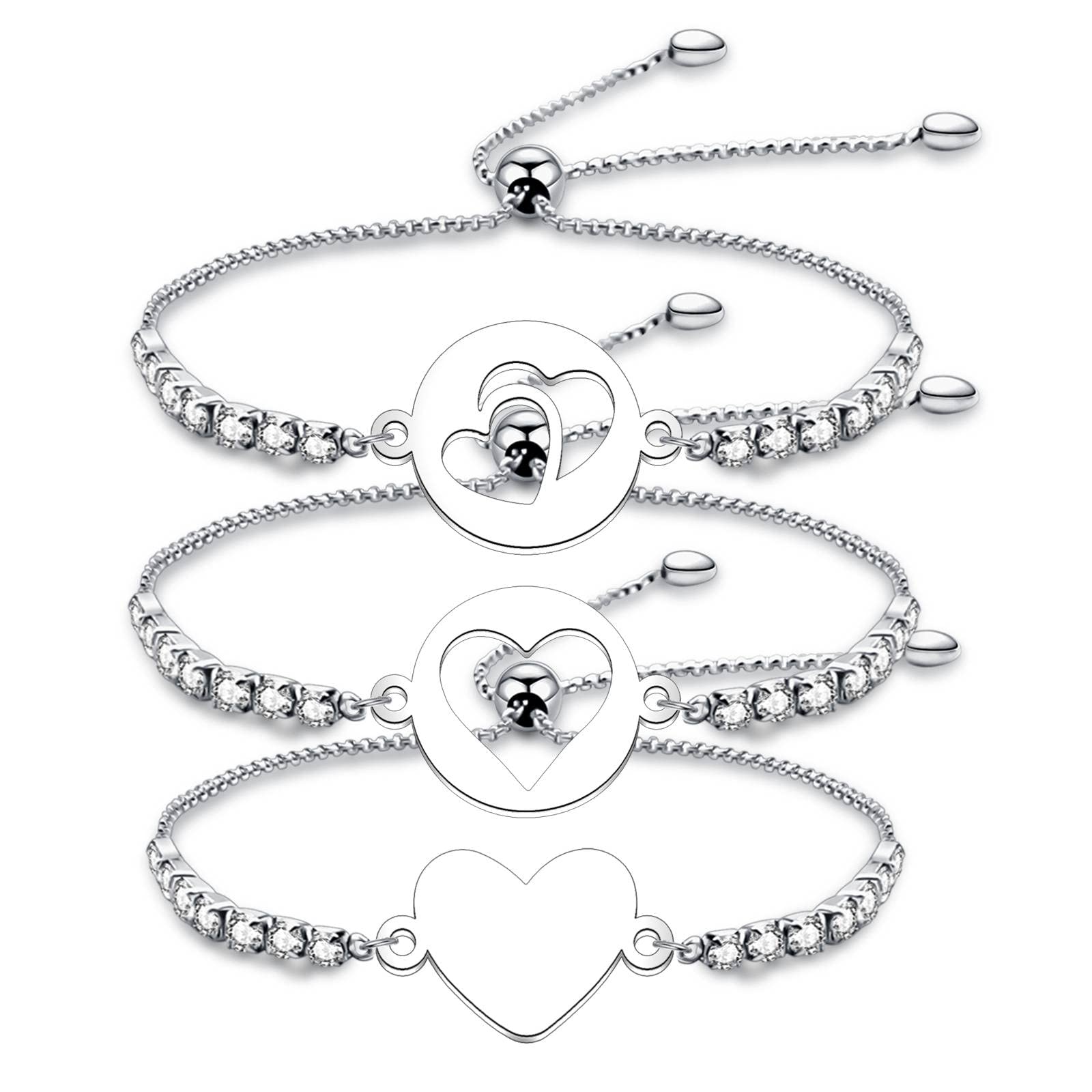 Matching Mother Daughter Bracelets Set of 3 - Heart Love Bracelet for Grandmother, Mother & Me - Best Mother's Day Gifts for Women - Perfect for Birthday, Anniversary & Family Bonding Moments