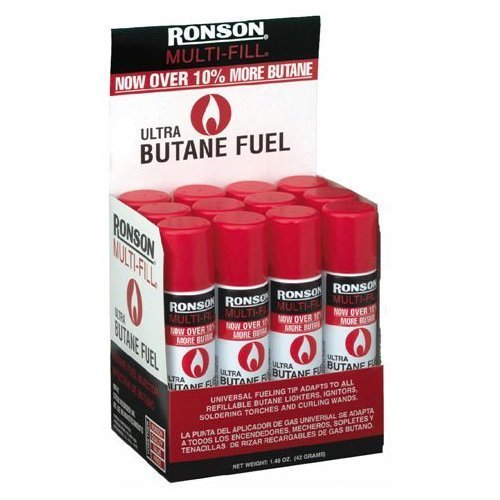 Ronson Butane Lighter Fluid Refill - 12 Pack (42g Each) | Premium Fuel for Lighters, Torches & Camping Stoves | Ideal for Outdoor Adventures, BBQ Grilling & Home Use