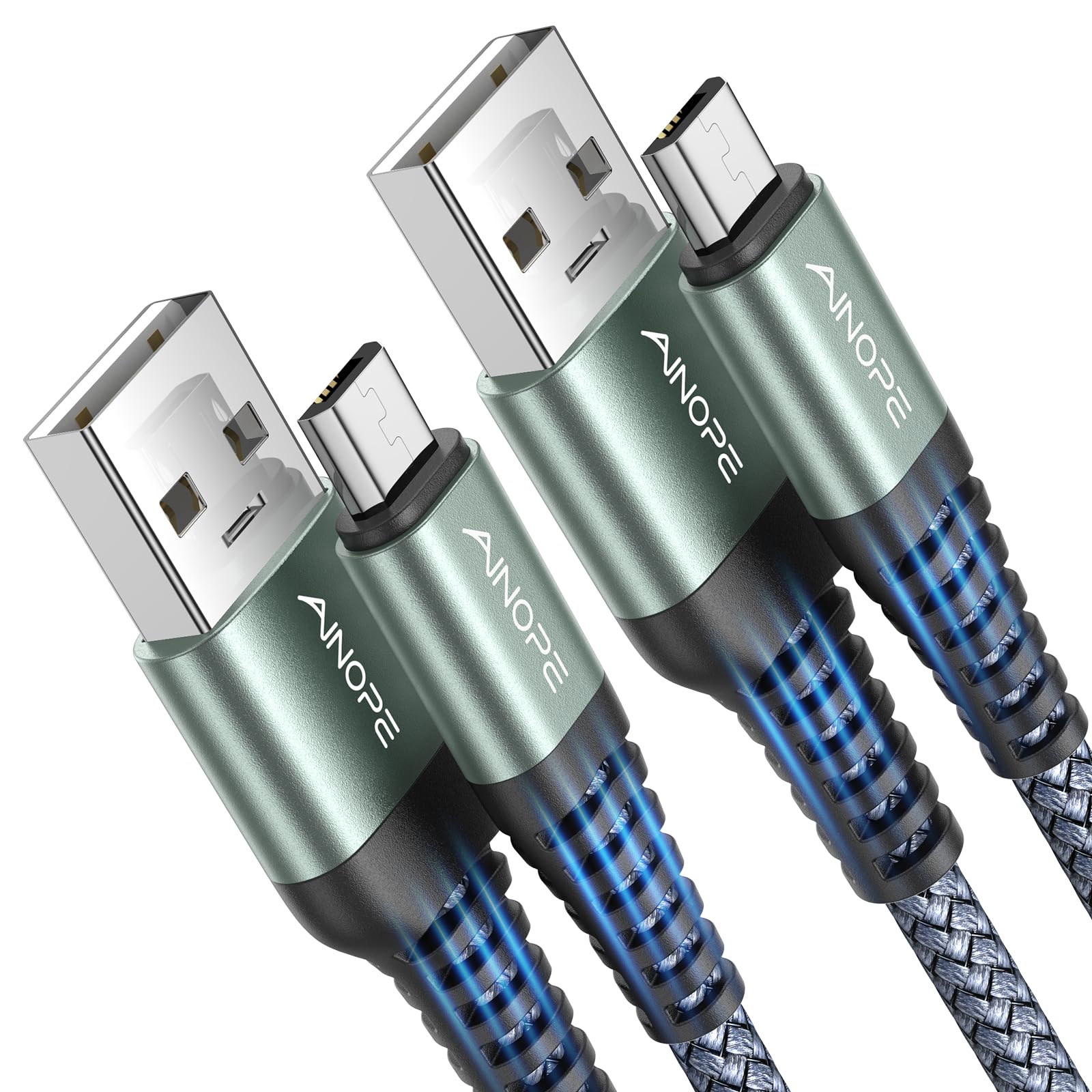 Premium AINOPE Micro USB Cable [2-Pack, 6.6FT] - Durable Nylon Braided Charging Cord for Kindle, Samsung Galaxy S6/S7/J7 Edge/Note 5 & Android Devices - Fast Charging & Data Sync - Perfect for Home, Office & Travel Use