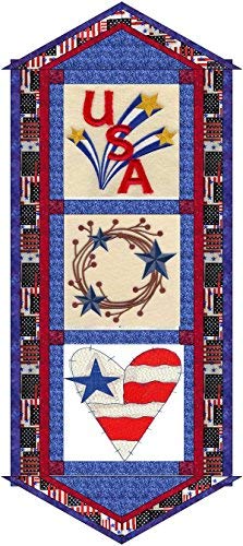 Material Maven Patriotic Americana Quilt Kit - Pre-Cut Fabric for Table Runner with Finished Embroidery | DIY Sewing Project for Home Decor, Holiday Celebrations & Crafting Gifts