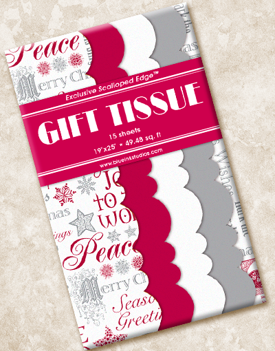 Festive Christmas Greetings Scalloped Tissue Paper - Perfect for Holiday Gift Wrapping, Party Decorations & DIY Crafts