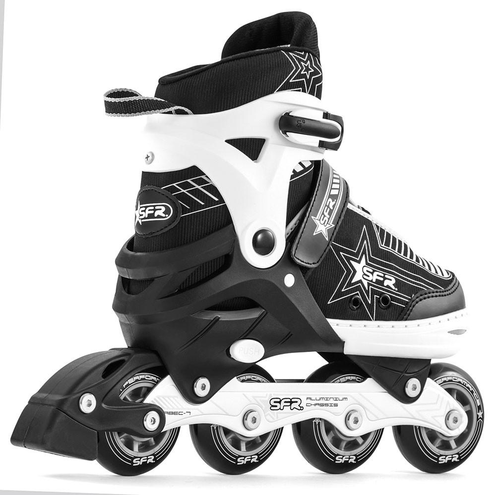 SFR Pulsar Adjustable Kids Inline Skates for Boys & Girls - Silver Rollerblades for Outdoor & Indoor Skating, Fitness & Fun Activities