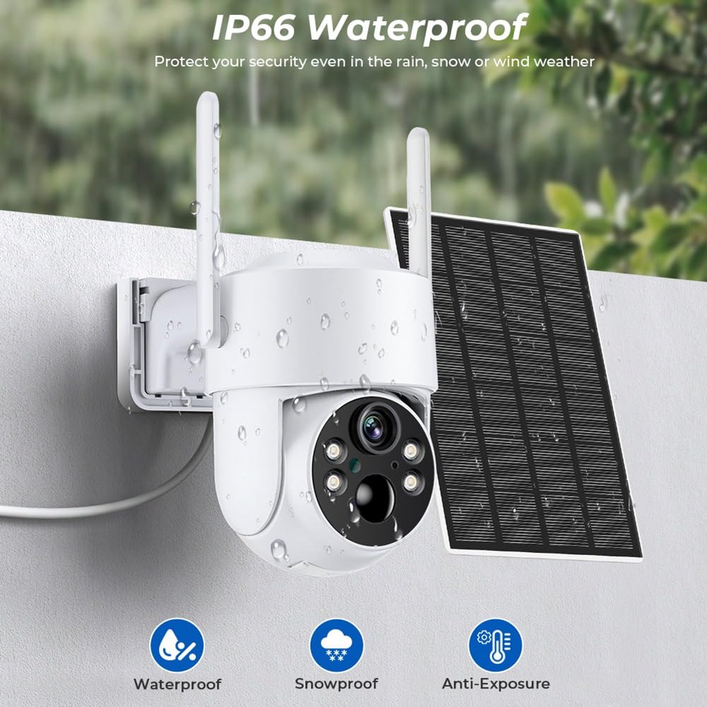 **Axaooqeld 4MP WiFi Solar Security Camera - Outdoor PTZ Camera with Solar Panel, Rechargeable Battery & Human Detection for Home Surveillance & Property Protection**    *(Ideal for Monitoring Backyards, Driveways, and Business Premises - Weatherproof & Night Vision Enabled)*
