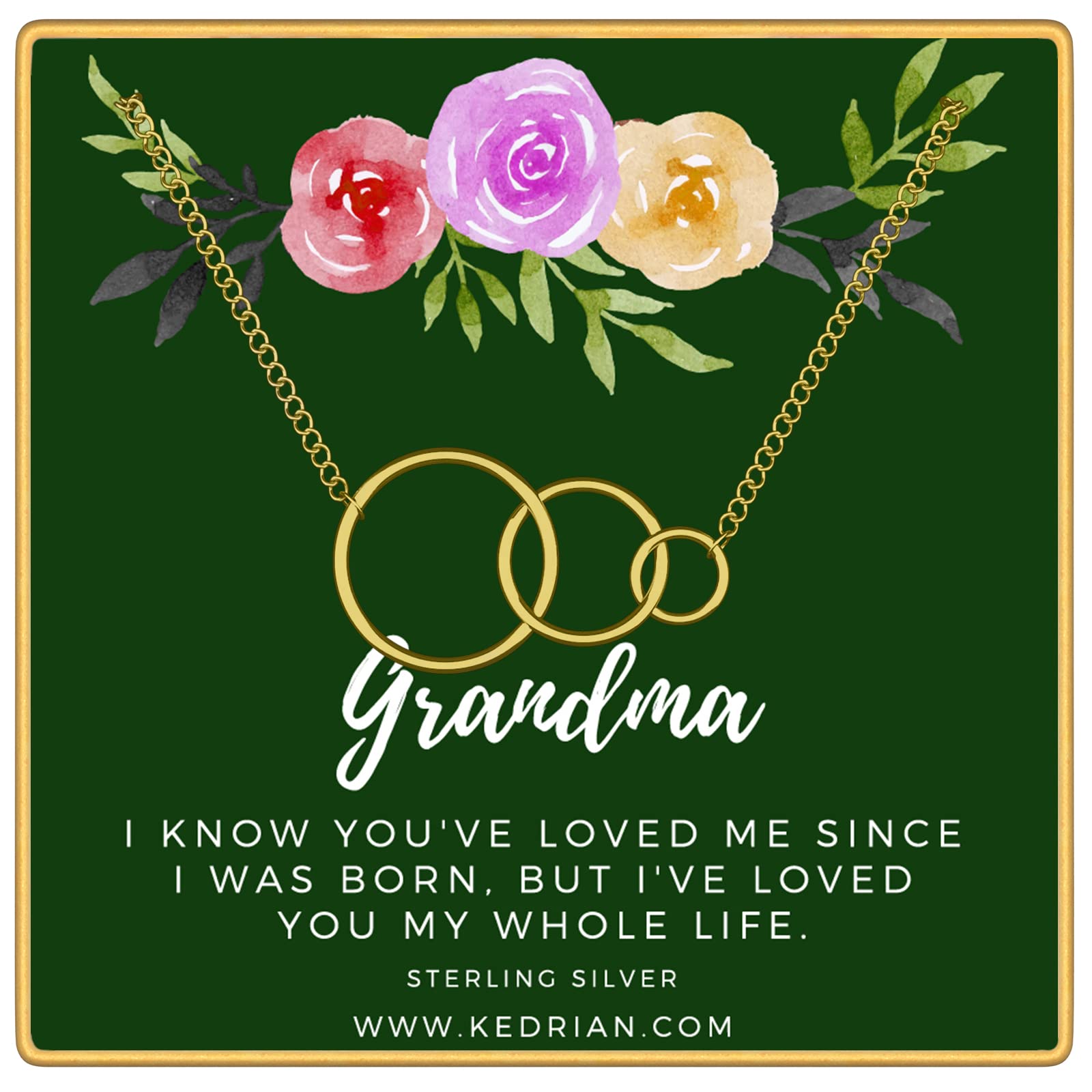 KEDRIAN 925 Sterling Silver Grandma Necklace - Elegant Gift for Grandmother, Gigi, Great Grandma | Perfect Birthday, Mother's Day, Christmas Gift from Grandson | Ideal for Special Occasions & Heartfelt Moments