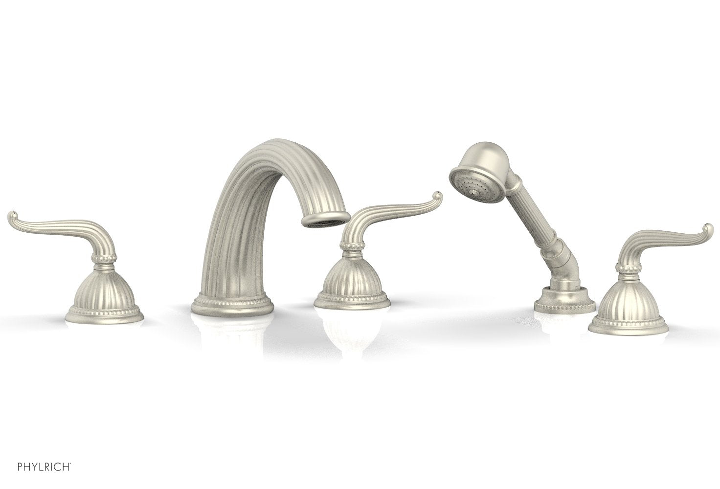 GEORGIAN & BARCELONA Deck Mounted Bathtub Faucet Set with Hand Shower and Lever Handles K2141P1 - Perfect for Modern Bathroom Renovations and Spa-Like Showower Experience