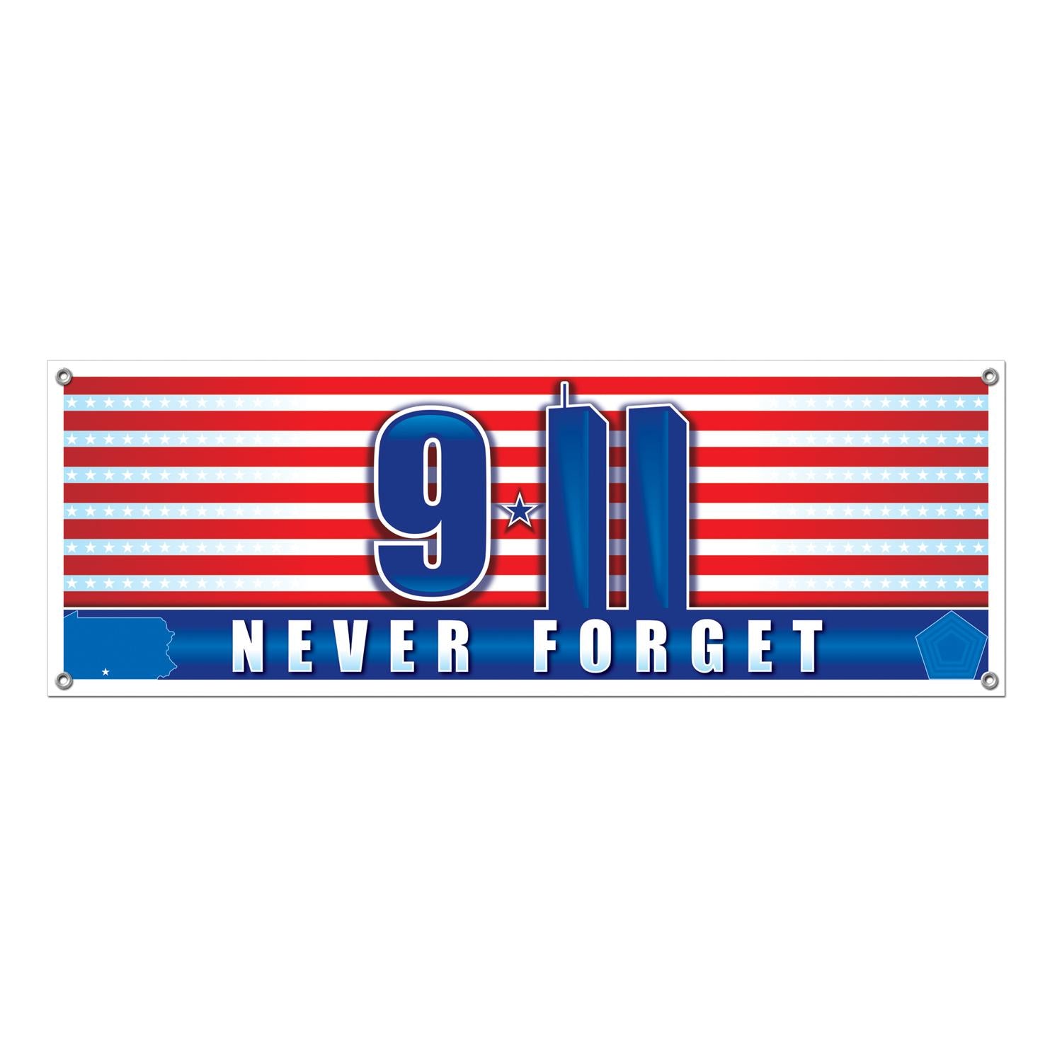12 Pack Beistle 9/11 Never Forget Patriotic Party Sign Banner - Memorial Day, Independence Day & Patriotic Event Decorations