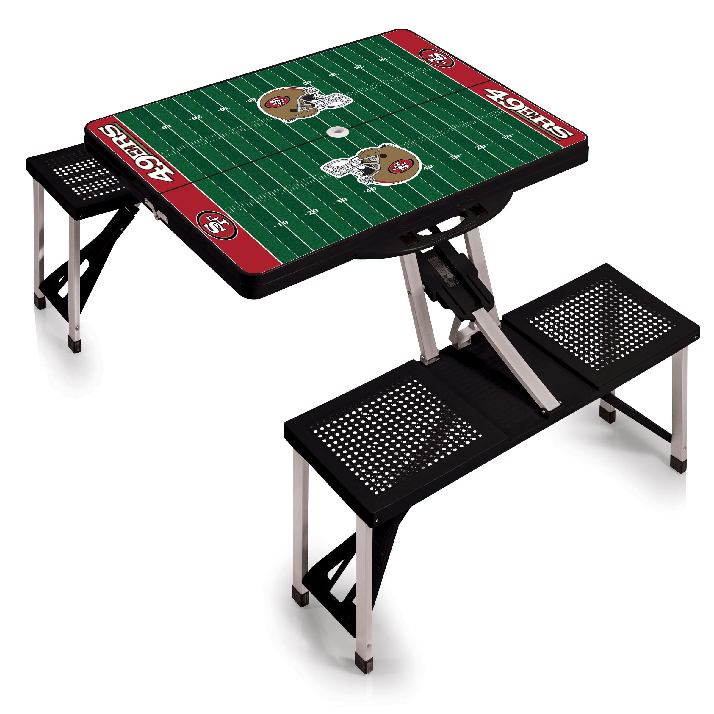 PICNIC TIME NFL Portable Folding Picnic Table with Built-in Seats & Umbrella - Perfect for Tailgating, Camping, Beach & Outdoor Parties