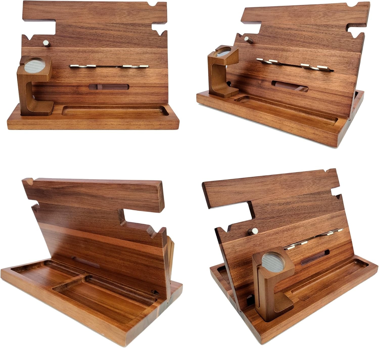 Premium Wooden Docking Station with RFID Blocking Wallet - Organize Phone, Watch & Keys | Stylish Desktop Charging Stand for Home & Office | Gorilla Cases