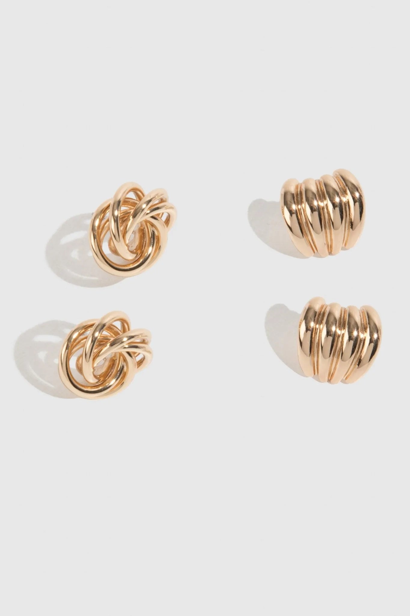 Gold Brass Stud Earrings Set - 14K Gold Plated Minimalist Stud Earrings for Women - Perfect for Everyday Wear, Parties & Gifts
