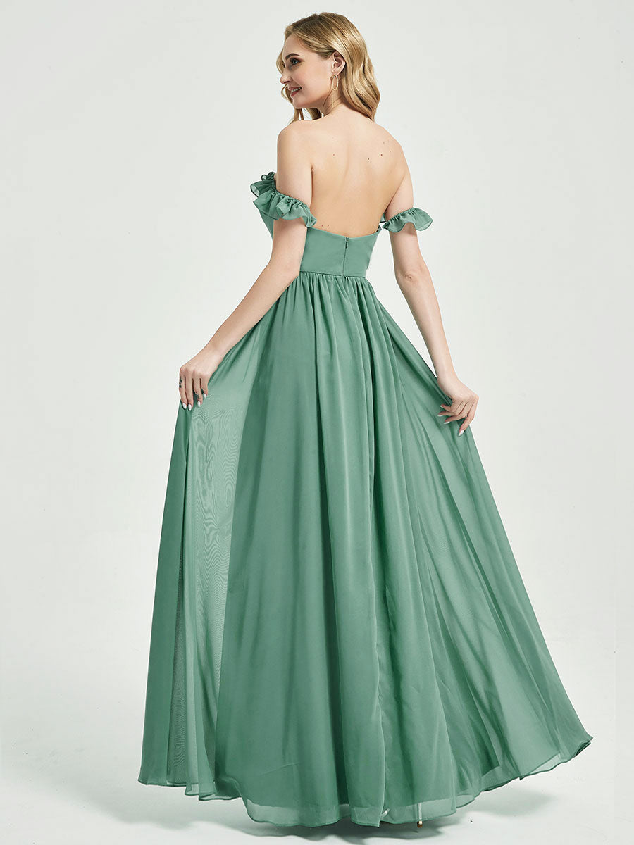Cornflower Blue Convertible Chiffon Bridesmaid Dress with Detachable Straps - Perfect for Weddings, Formal Events & Special Occasions