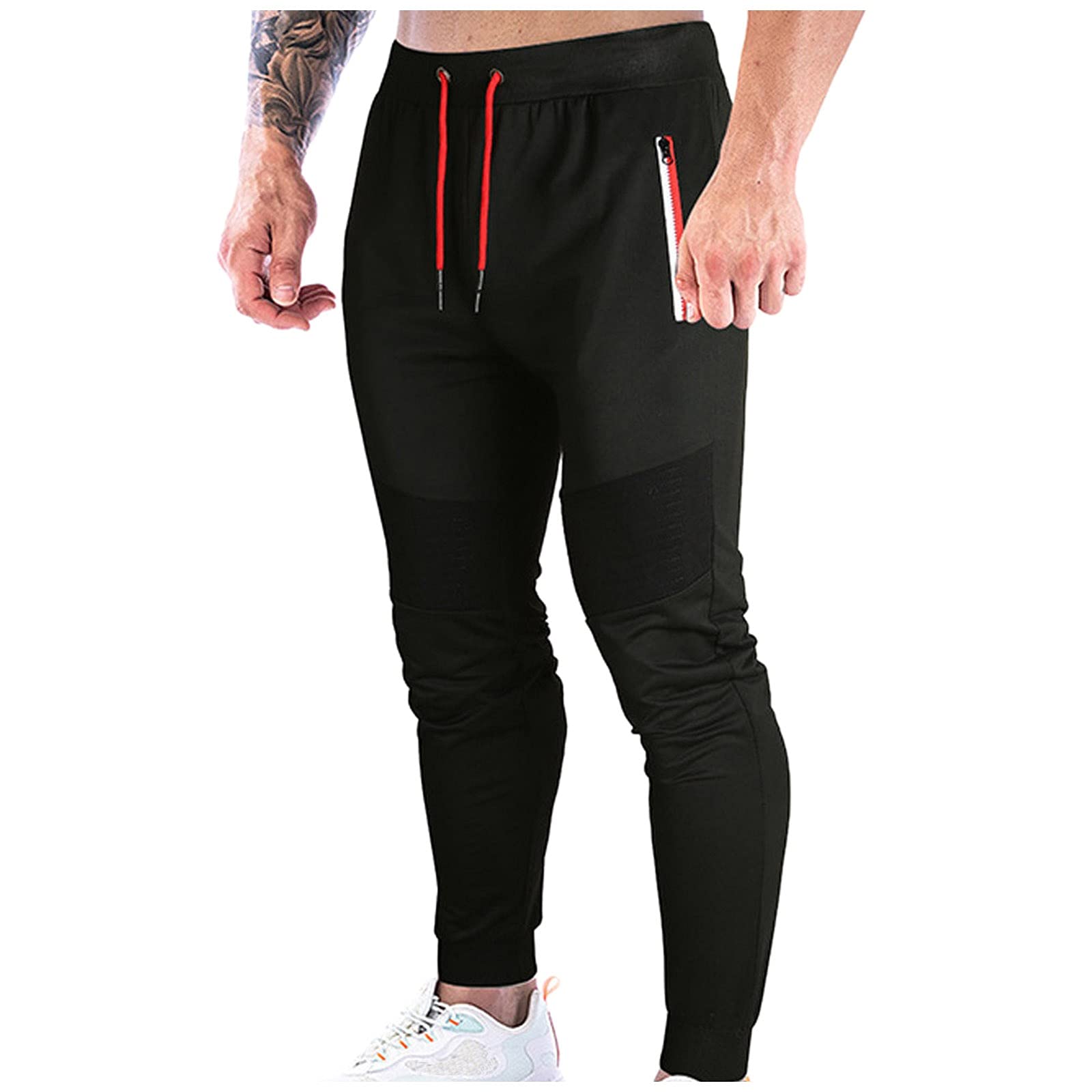 Men's Slim Fit Yoga Sweatpants with Pockets - Mid Waist Jogger Pants for Casual & Athletic Wear - Black | Perfect for Gym, Running, Lounge & Travel