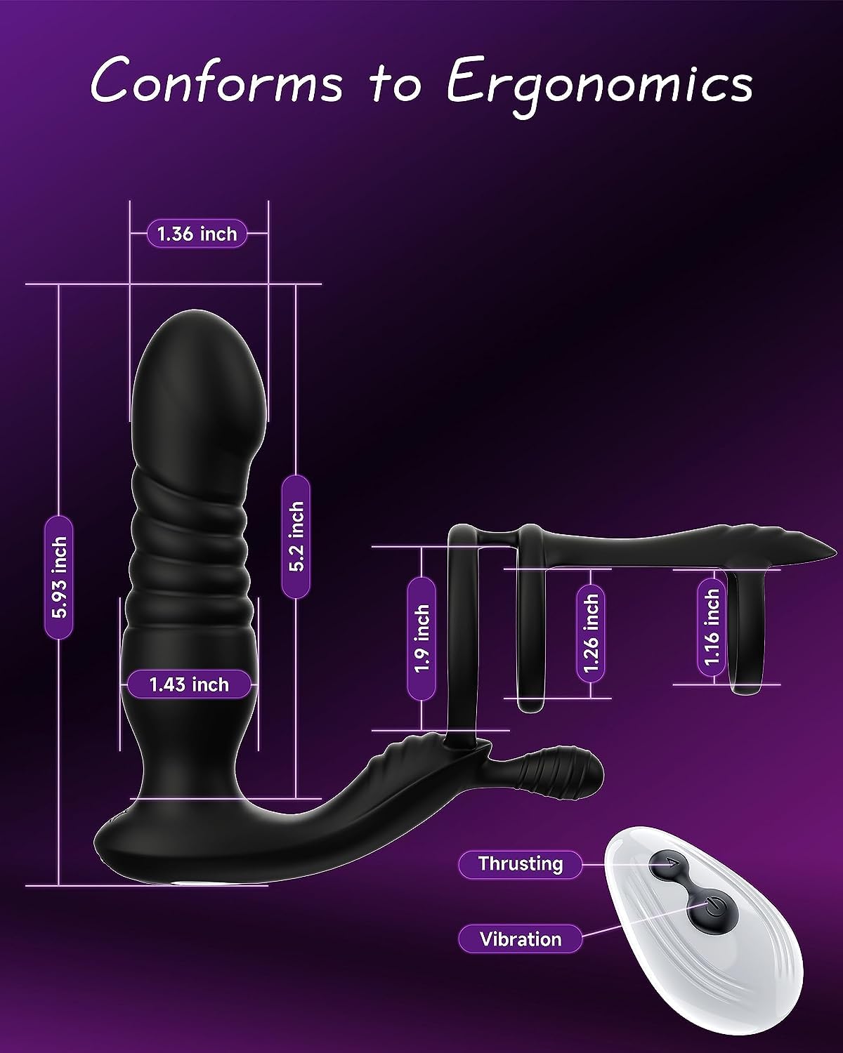 Powerful 3-in-1 Prostate Massager with Double Vibrating Anal Ring - Male G-Spot Stimulator & Penis Ring Sex Toy for Couples | Enhance Intimacy & Pleasure in Bedroom Play