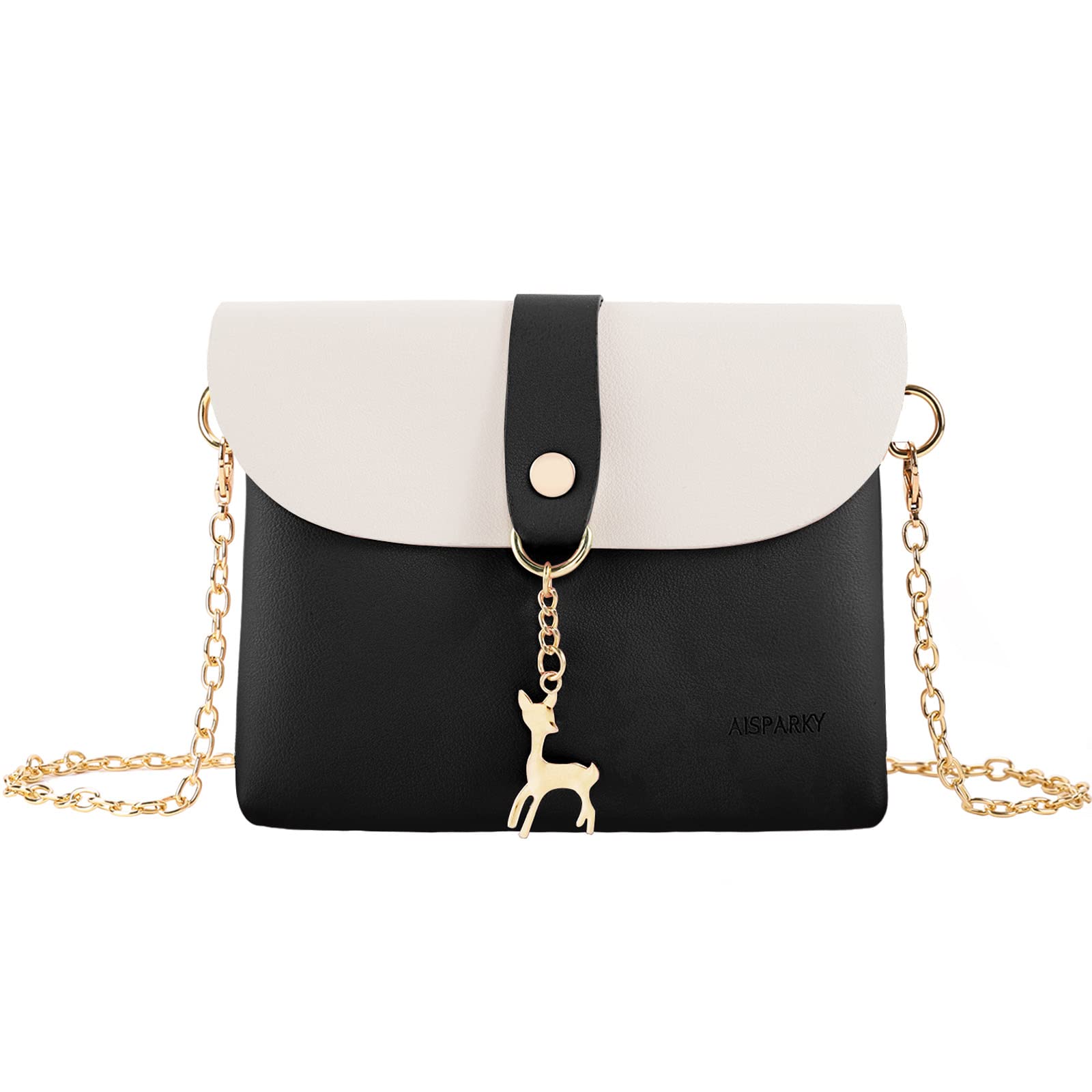 AISPARKY Small Crossbody Purse for Women - PU Leather Mini Shoulder Bag with Detachable Gold Chain Strap & Pendant | Perfect for Everyday Use, Travel, and Parties