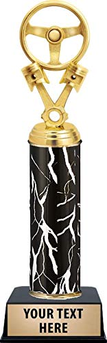 Custom Auto Wheel & Engine Parts Trophies - Personalized Black Lightning Safe Driving Award with Free Engraving | Perfect for Car Shows, Racing Events & Mechanic Appreciation Gifts