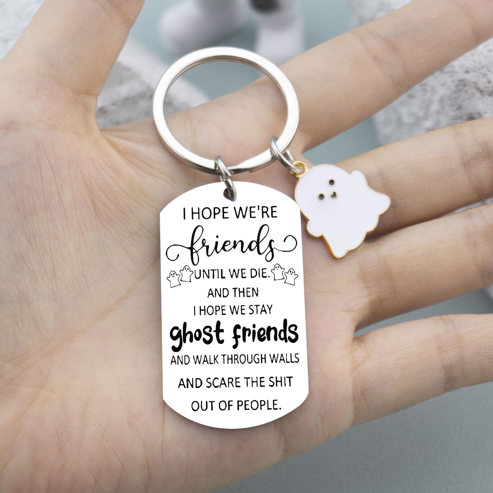 Best Friend Keychain Gifts for Women - Cute Ghost Keyring for BFF Birthday, Halloween, Mother's Day - Friendship Gifts for Besties - Perfect for Everyday Carry, Gift Giving & Special Occasions