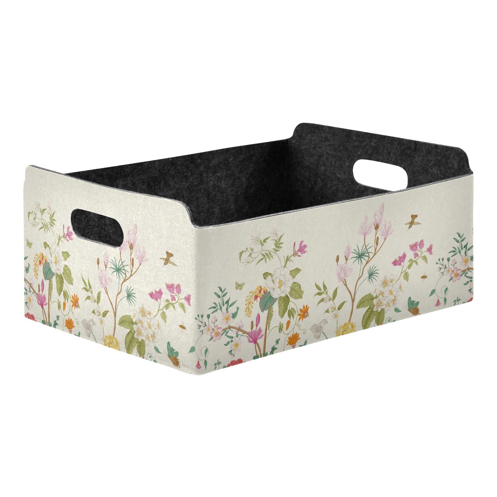 Collapsible Storage Bins & Baskets - Vintage Floral Foldable Fabric Organizer with Blooming Tree Design, Decorative Cube Box for Nursery, Home Shelves & Closet Organization | Perfect for Kids' Room, Bedroom Storage & Home Decor