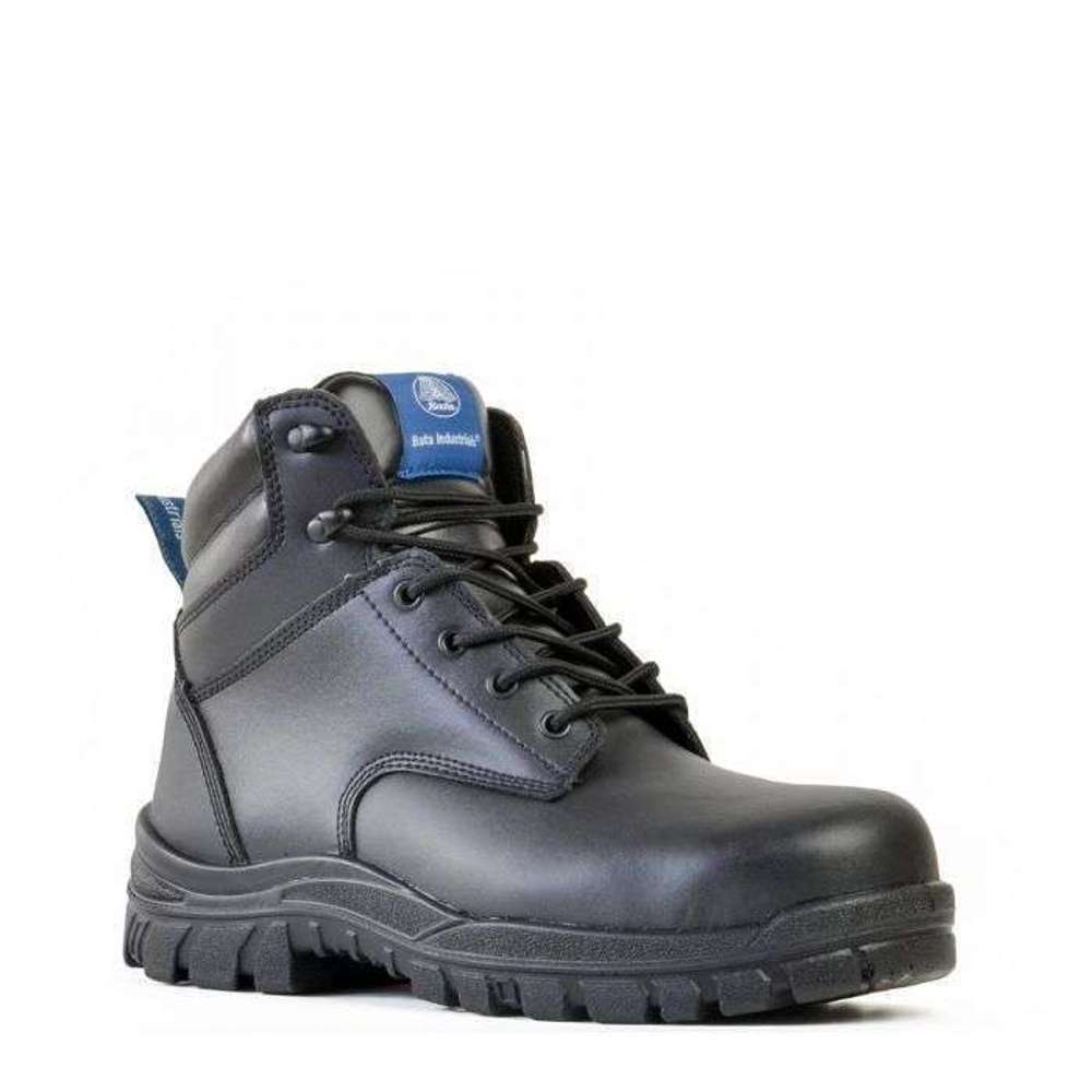 Bata Saturn Men's Ankle Safety Boots - Black Lace-Up Work Shoes Size US 12 | OSHA Compliant for Construction & Industrial Work