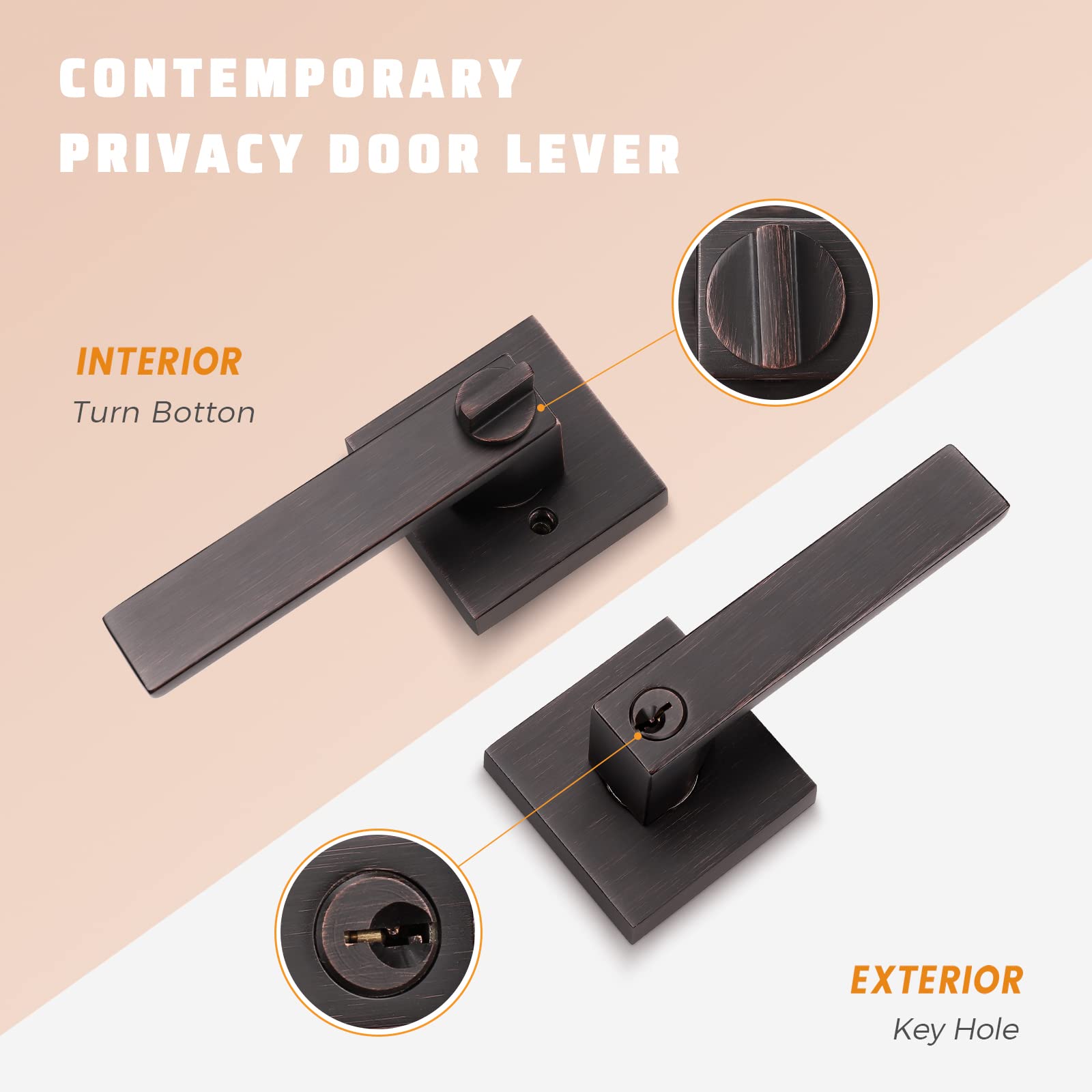 **KNOBWELL Oil Rubbed Bronze Heavy Duty Entry Door Handle Set - Keyed Alike/Combo Keyed Door Lock Set, Classic Door Lever with Lock (6 Pack) - Left or Right Handing, 2.13 lb - Perfect for Home, Office & Commercial Security**