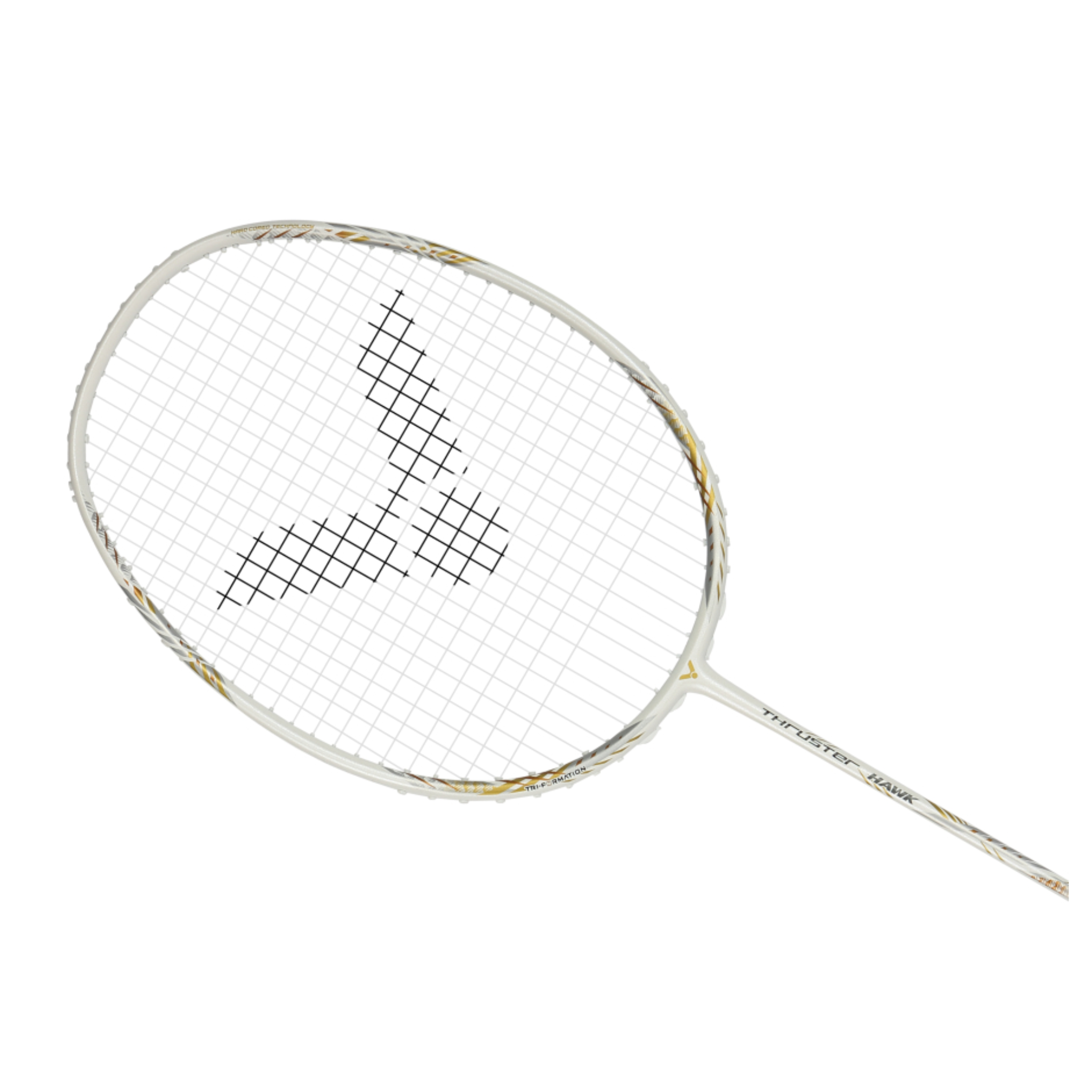 Thruster K Hawk Unstrung Badminton Racket - Pearly White | Lightweight Carbon Fiber Badminton Racquet for Professional & Recreational Players | Perfect for Tournaments & Backyard Games