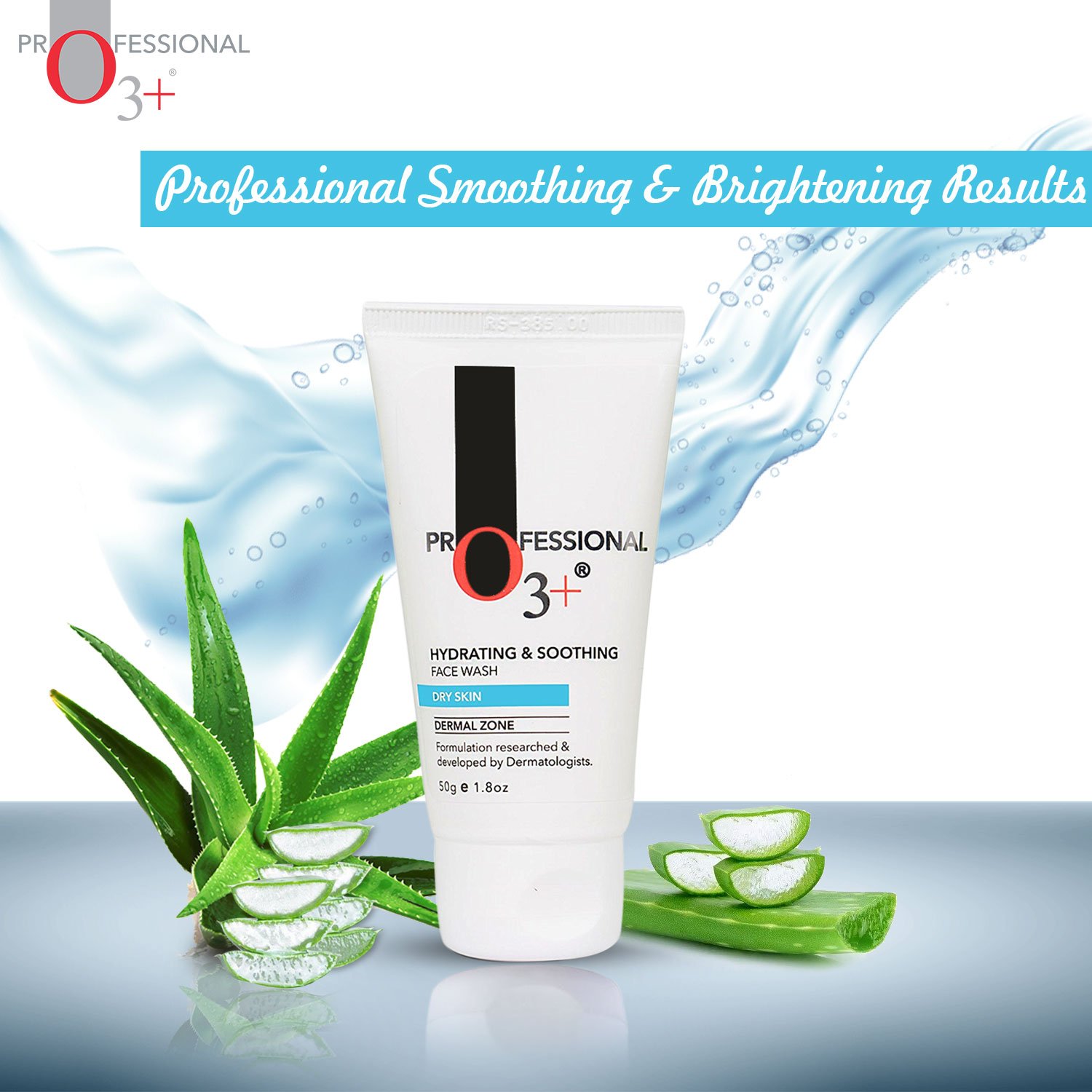 O3+ Hydrating & Soothing Face Wash with Aloe Vera and Cucumber Extracts - 50g Gentle Cleanser for Dry & Sensitive Skin - Perfect for Daily Skincare Routine & Post-Workout Refresh