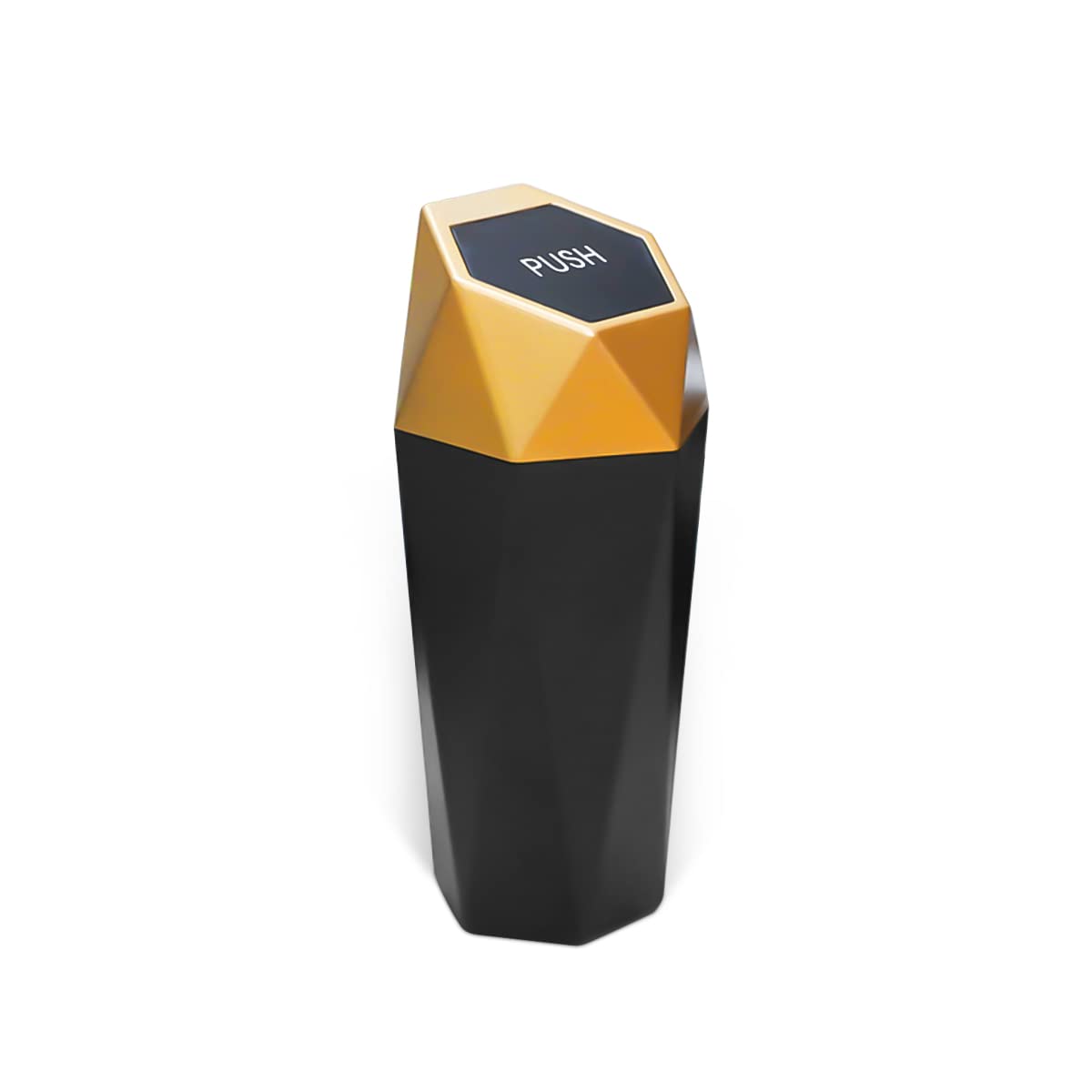 Leakproof Car Trash Can with Lid - Mini Portable Auto Garbage Bin for Vehicles, Waterproof Diamond Design Dustbin - Ideal for Car, Home, Office, Kitchen & Bedroom - Gold (1 Pack) | Perfect for Road Trips, Commuting & Keeping Your Space Clean