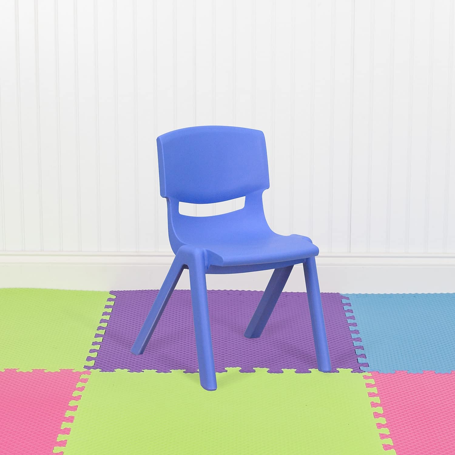 Flash Furniture Whitney 10-Pack Blue Plastic Stacking School Chairs - 12