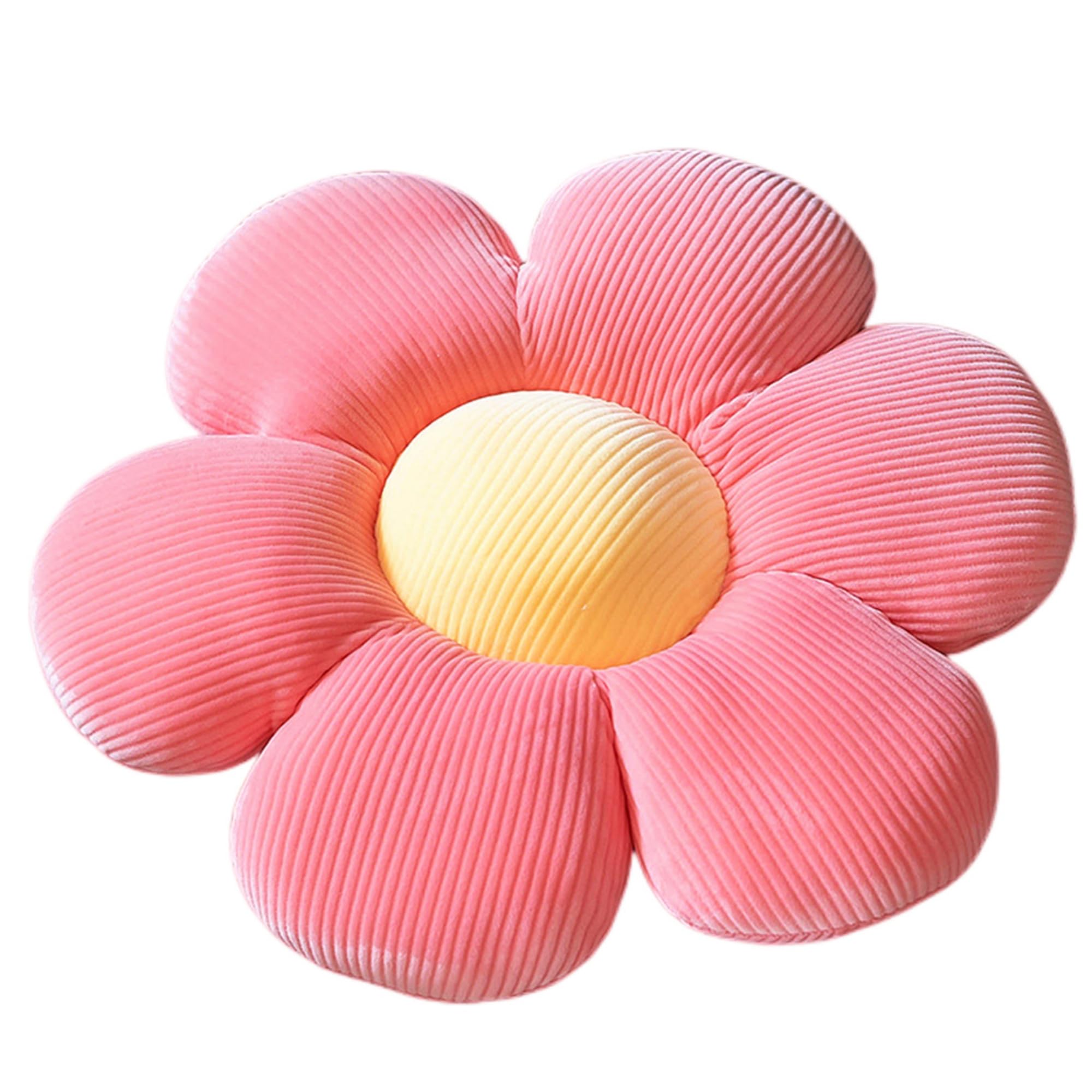 Baiyuruodie Round Flower Pillow - 15.7 Inch Decorative Cushion for Bed, Sofa, Car & Chair | Soft Pink Home Decor Accent Pillow | Perfect for Living Room, Nursery, Office & Travel