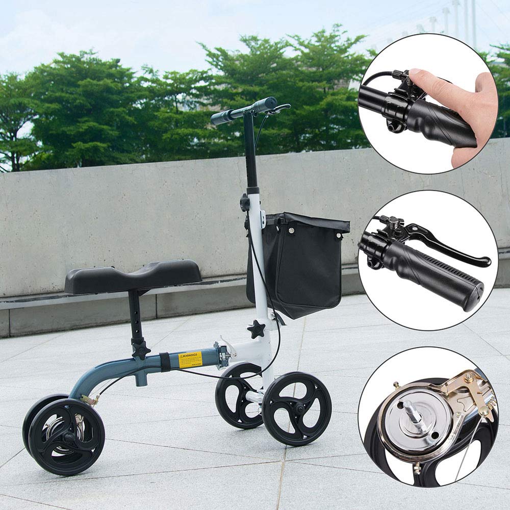 TheLAShop Steerable Knee Scooter Walker with Basket & Brake - Mobility Aid for Post-Surgery Recovery, Foot Injury, and Hands-Free Crutch Alternative - Perfect for Indoor & Outdoor Use