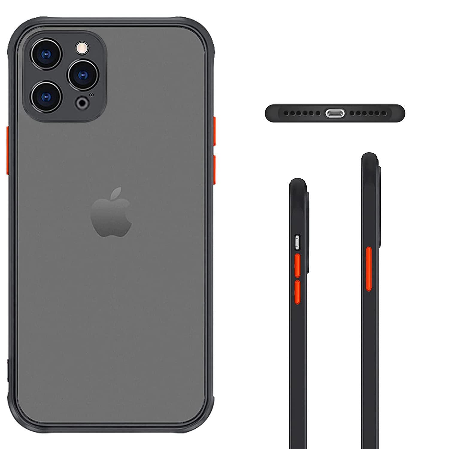 ZEZHOU iPhone 12 Pro Case with Camera Lens Protector - Shockproof Slim Hard Cover with Soft Edge & Enhanced Corners | Translucent Matte Drop Protection Phone Case for iPhone 12 Pro 6.1