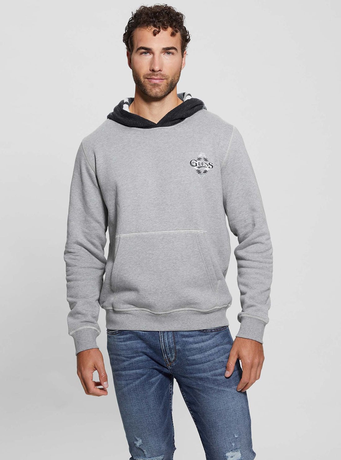 Men's Grey Contrast Hoodie - Stylish Zip Up Sweatshirt for Casual Wear & Street Fashion | Perfect for Gym, Travel & Outdoor Activities