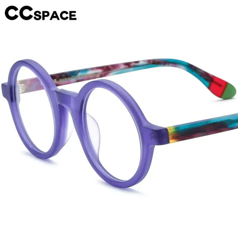 CCspace Unisex Full Rim Round Acetate Eyeglasses 56919 - Stylish & Lightweight Frame for Men & Women - Perfect for Reading, Work, and Everyday Fashion