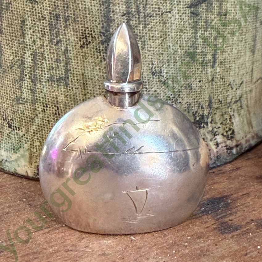 Vintage 950 Sterling Silver Hand-Etched Mini Perfume Bottle - Elegant Jewelry Gift for Women, Perfect for Travel & Special Occasions