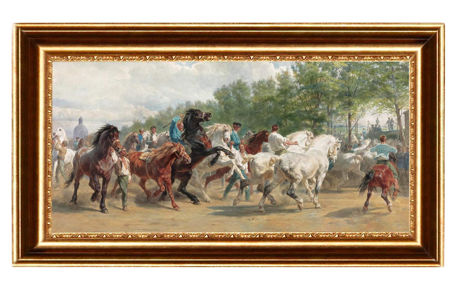 ELITEART Rosa Bonheur The Horse Fair Oil Painting Reproduction - Giclee Wall Art Canvas Print Framed 41.5