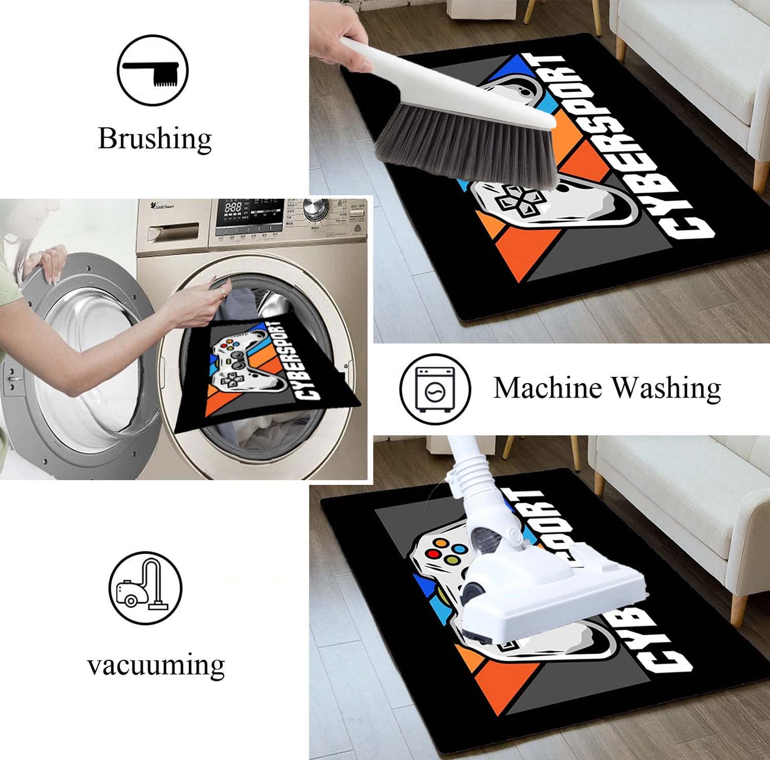 Boys Football Field Design Large Area Rug - Non-Slip Soft Washable Sports Carpet for Bedroom, Dining Room & Game Room (5'3