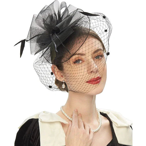 Elegant Cocktail Hats with Mesh & Veil - Stylish Women's Party Headwear for Weddings, Tea Parties & Special Occasions