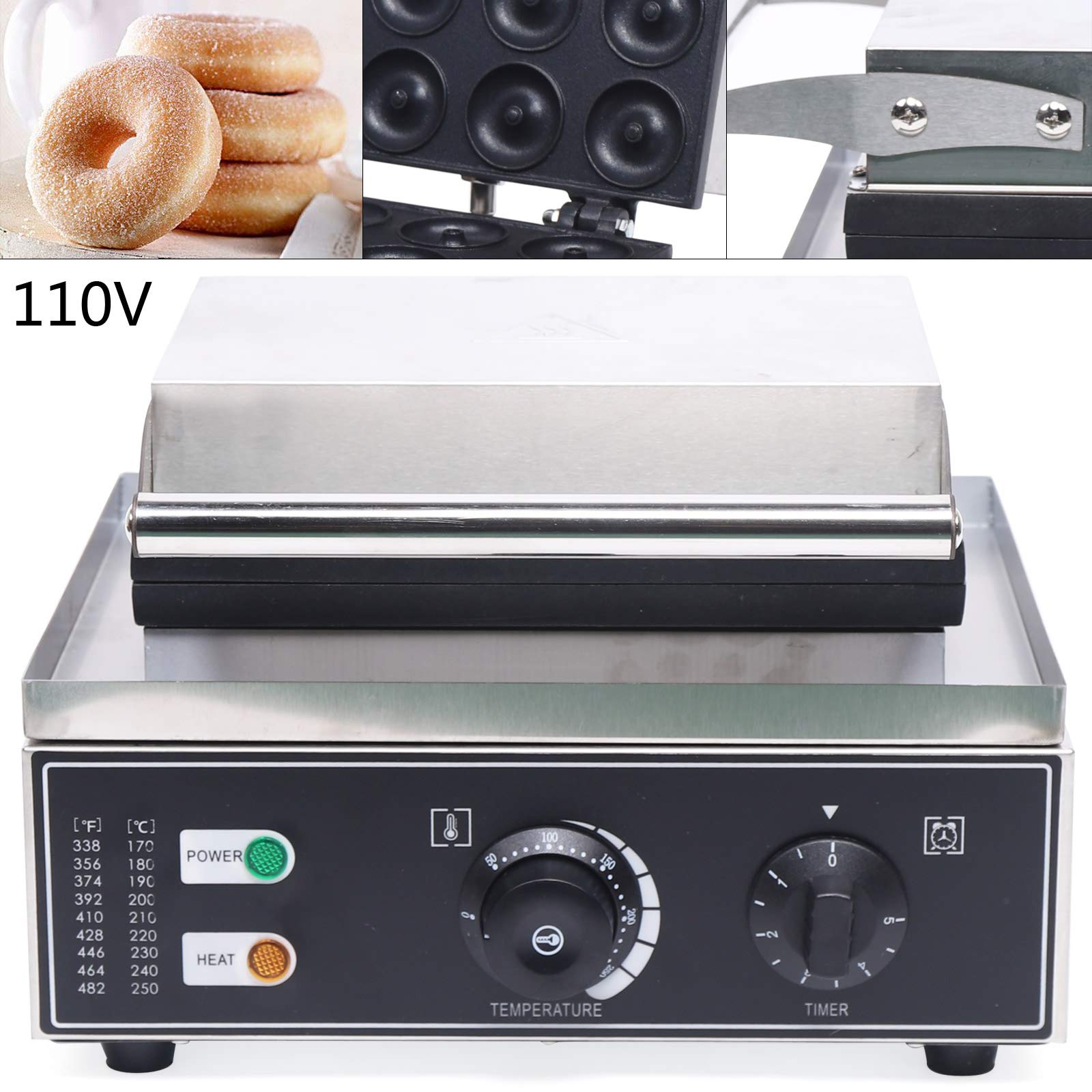 DYRABREST Commercial Nonstick Waffle Maker & Donut Maker Machine - 1500W Double-Sided Heating Electric Pancake Iron with 12 Donut Molds - Perfect for Breakfast Cafes, Bakeries, and Home Kitchens