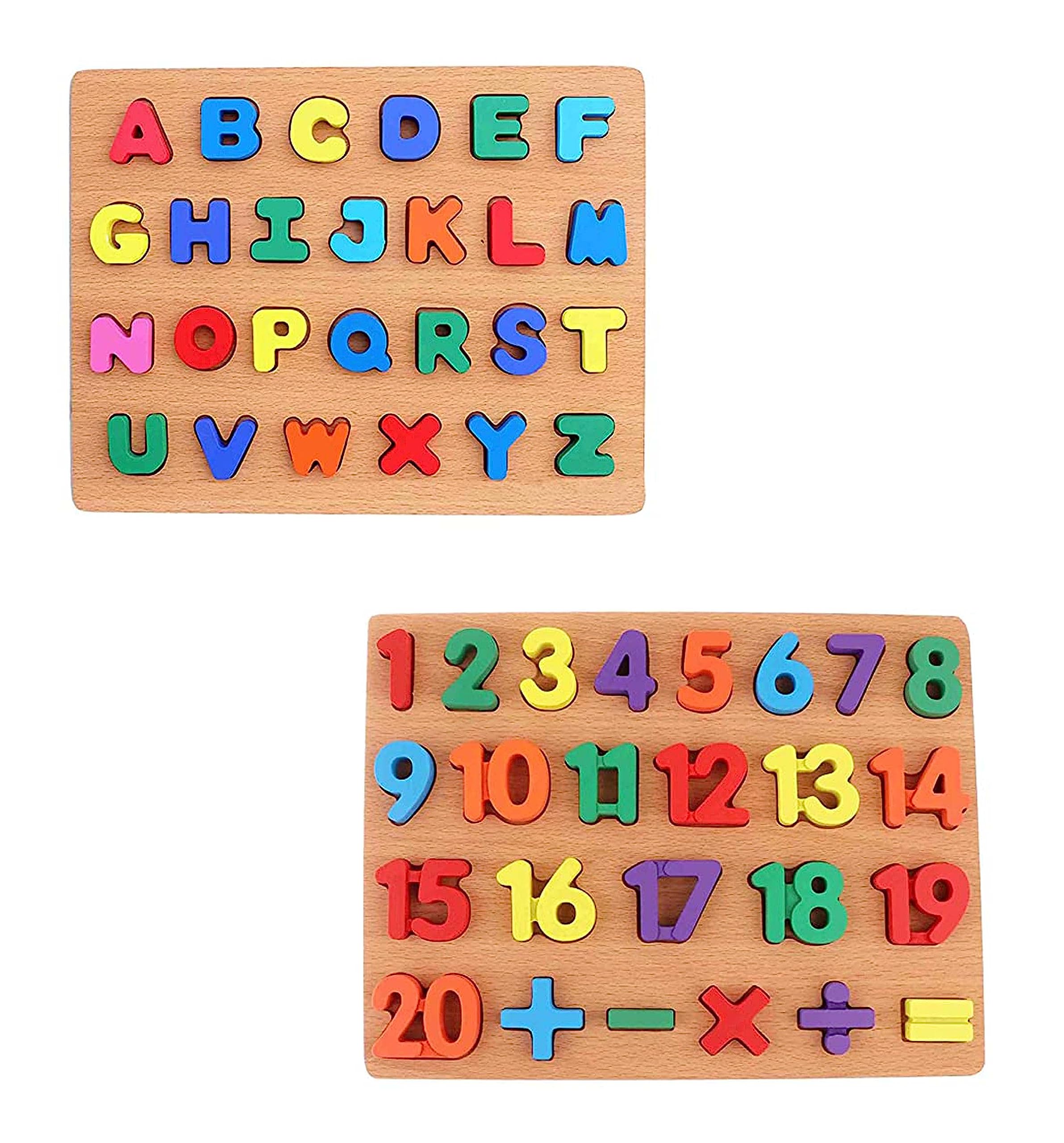 Wooden Alphabet and Number Puzzle Board - Educational Learning Toys for Kids | Early Childhood ABC & 123 Puzzle Game | Montessori Toddler Learning Tool for Preschool & Homeschooling (Perfect for Classroom, Playroom & Gift Giving)