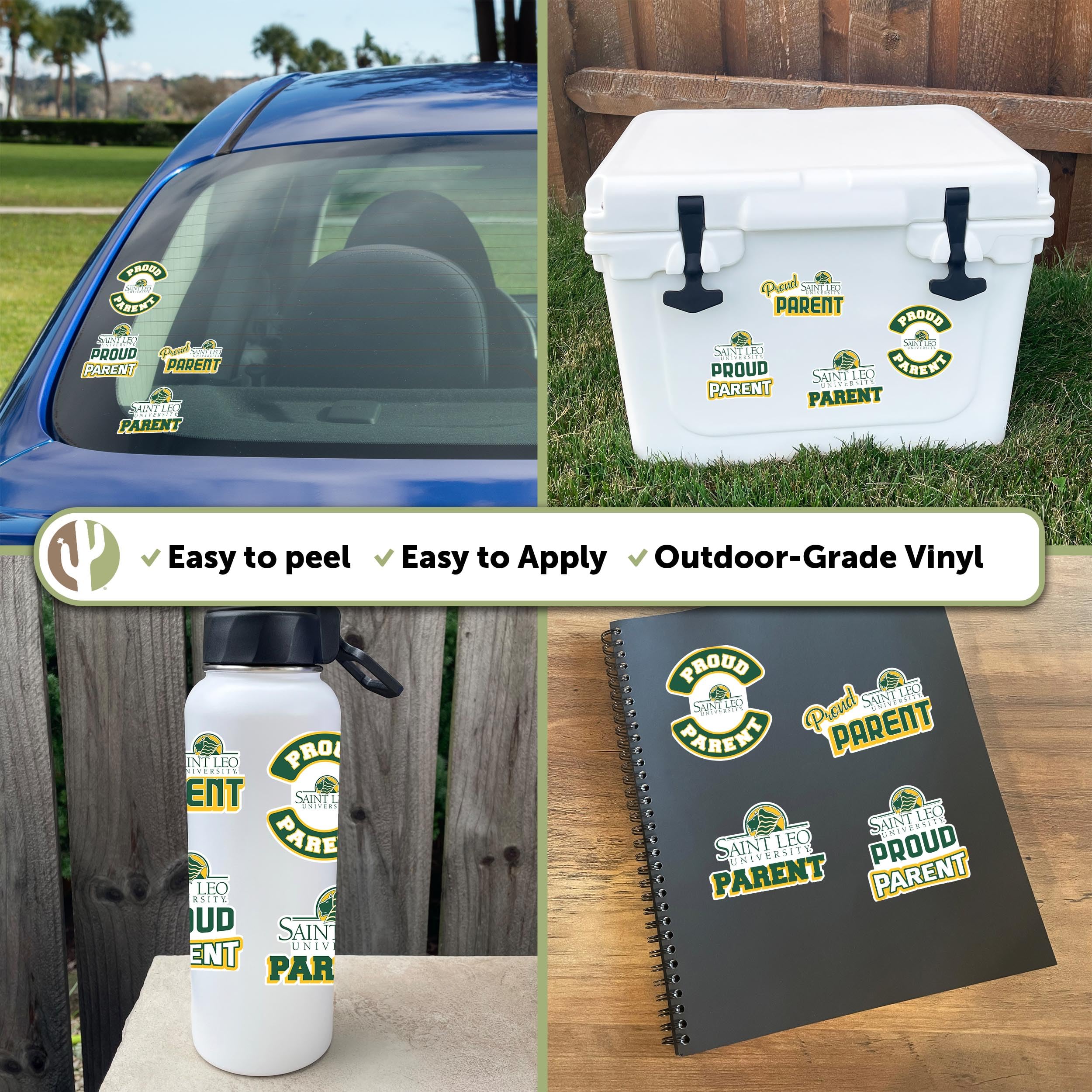 Desert Cactus Saint Leo University Vinyl Decal Sticker Set - Waterproof Laptop, Car, Water Bottle, Scrapbook Decor - Perfect for College Pride, Graduation Gifts & School Spirit Accessories