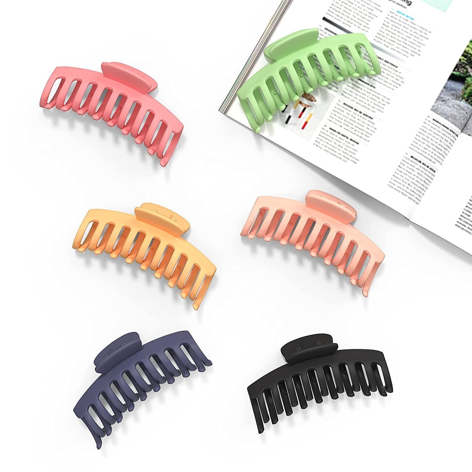 Minta Matte Hair Clips - 6 Pack Large Claw Clips for Thick, Thin & Long Hair - Non-Slip Hair Accessories for Women & Girls - Perfect for School, Work, Gym & Everyday Styling