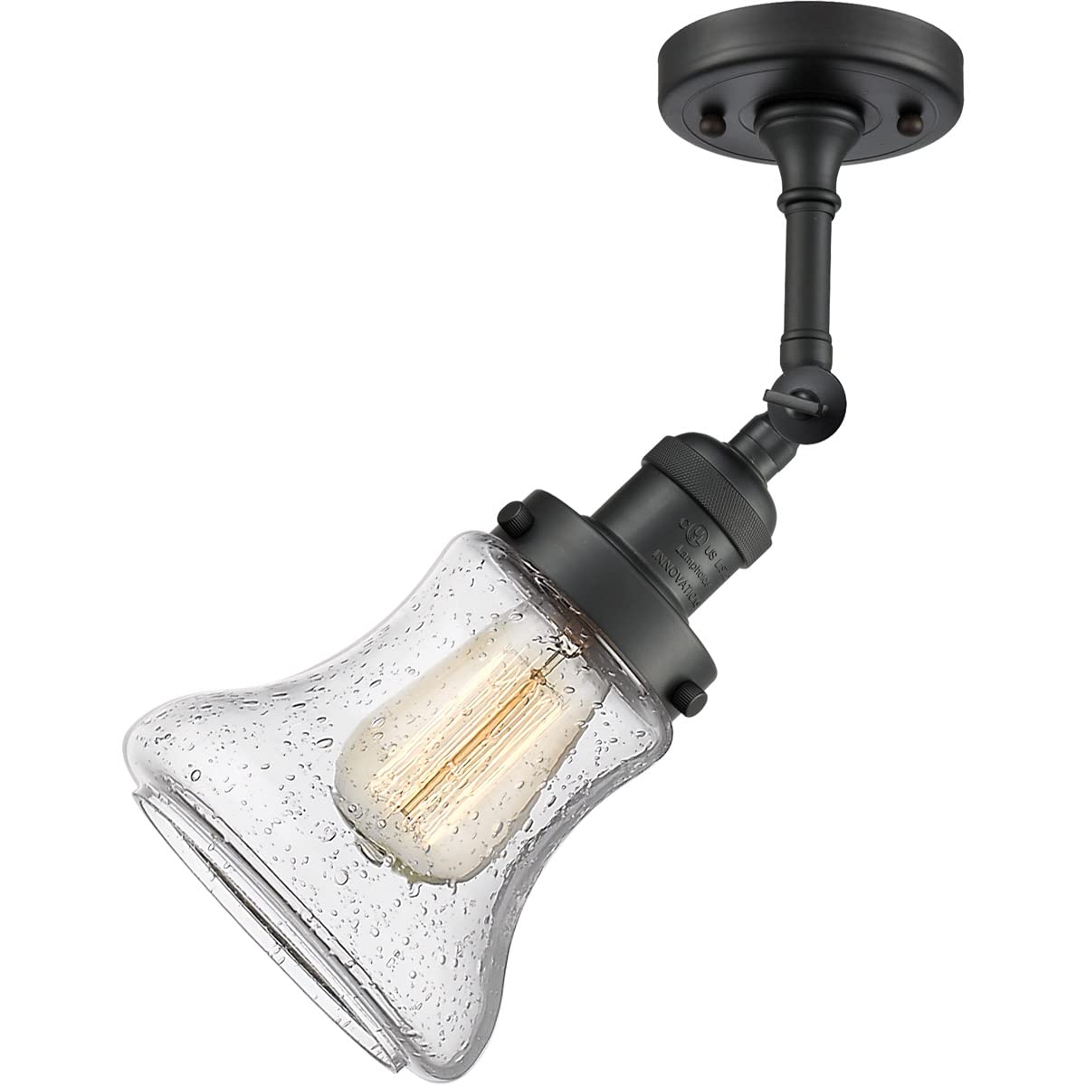 Innovations 201F-BK-G194-LED Matte Black LED Semi-Flush Mount Ceiling Light - Perfect for Bedroom, Kitchen, Hallway & Indoor Lighting