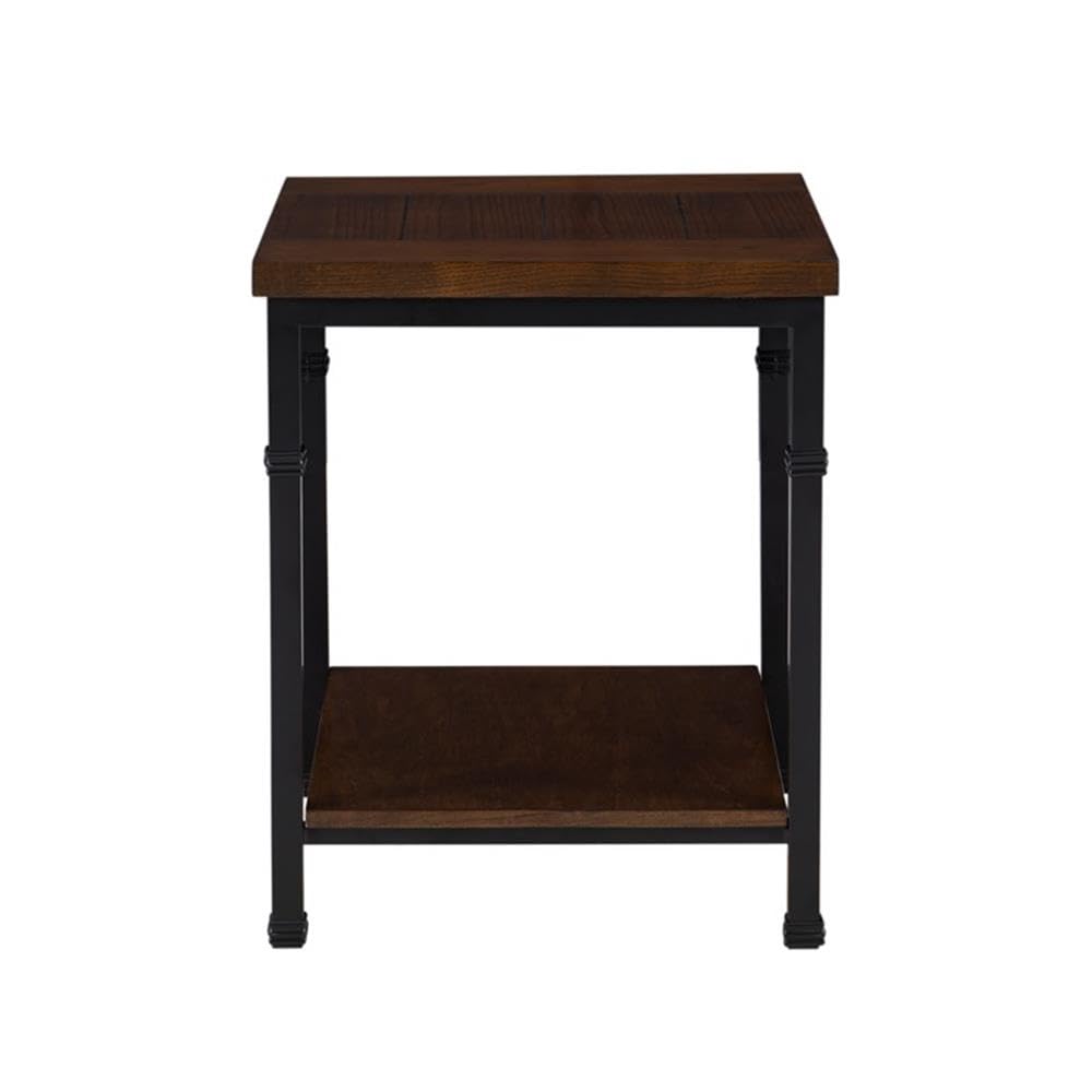Home Square 2-Piece Black Wood and Metal End Table Set - Modern Side Tables for Living Room, Bedroom, or Office - Perfect for Lamps, Books, and Decor
