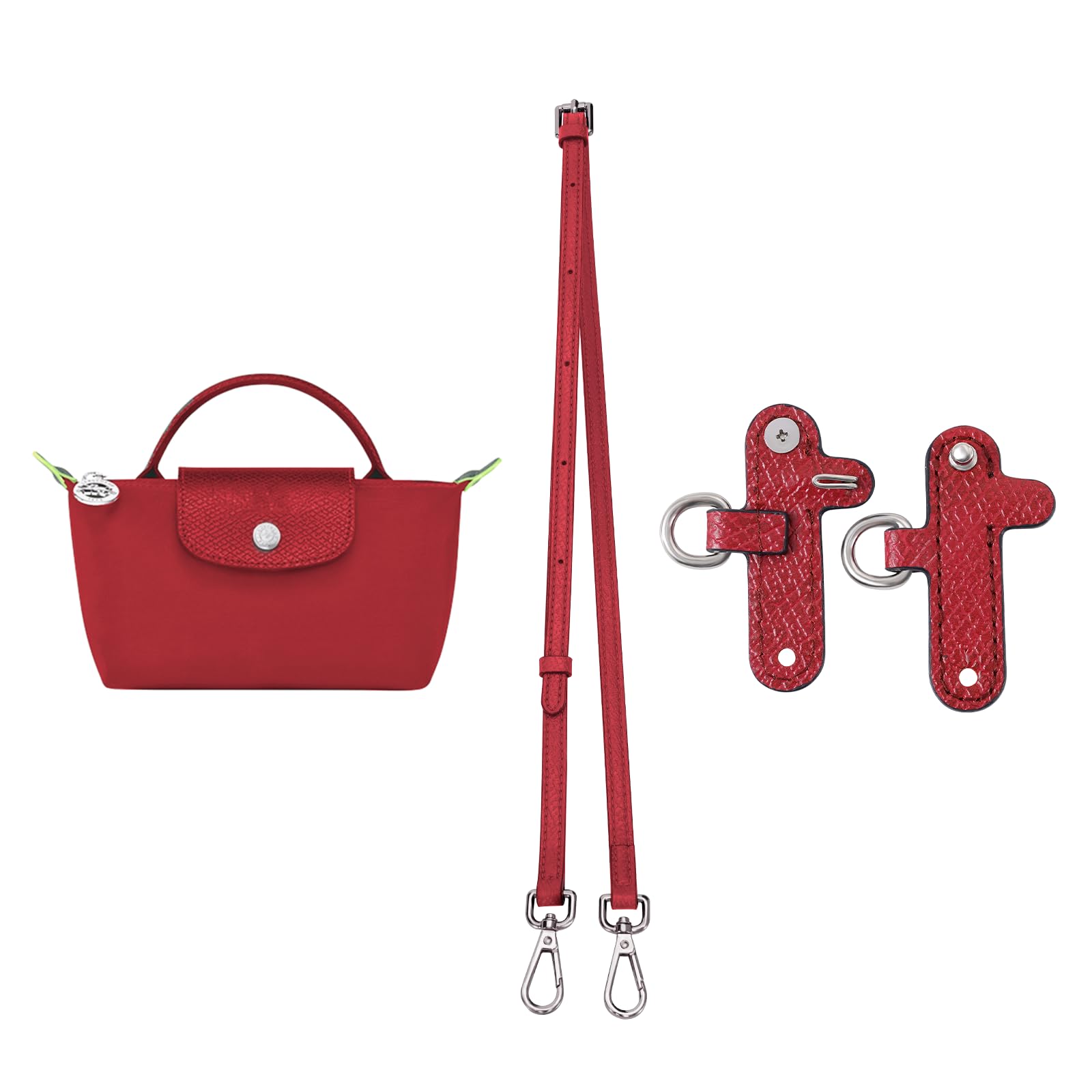 **Leather Handbag Strap Replacement - Adjustable Crossbody Shoulder Purse Strap for Longchamp Mini Bag (Red) | Perfect for Women's Everyday Use, Travel & Shopping**