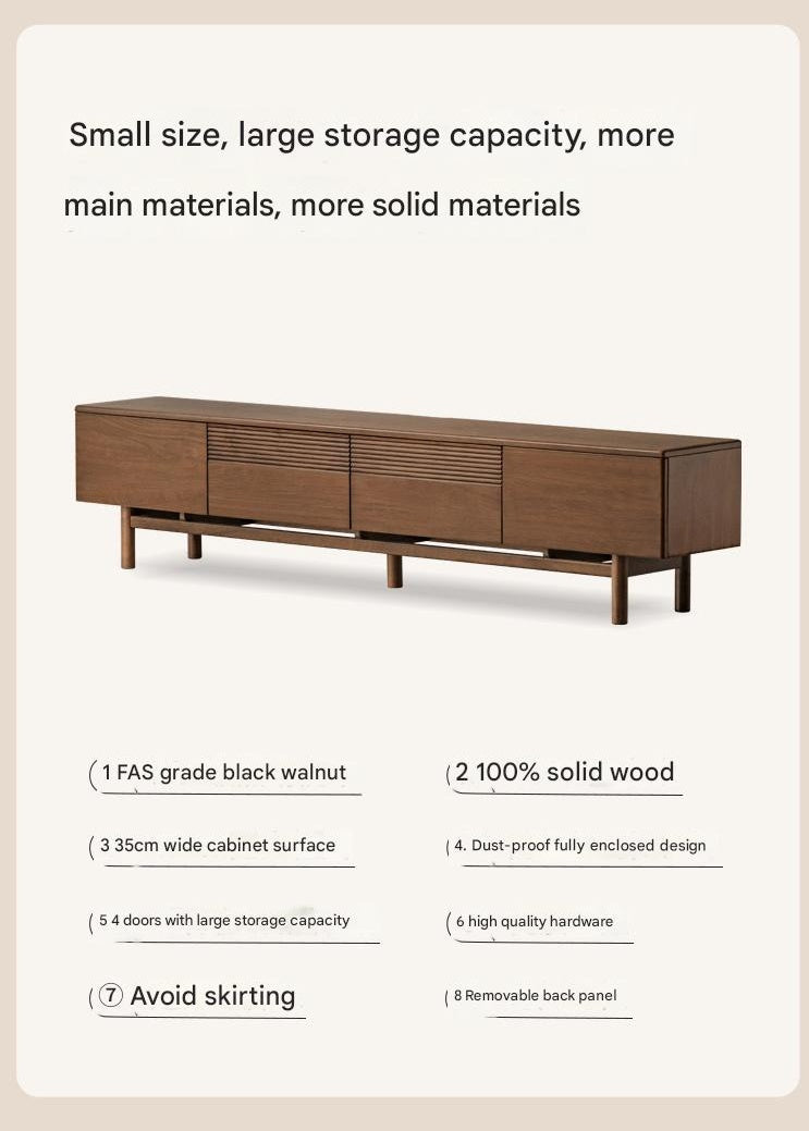 Premium Black Walnut & Oak Solid Wood TV Stand - Modern Entertainment Center with Storage for Living Room, Bedroom, or Home Theater